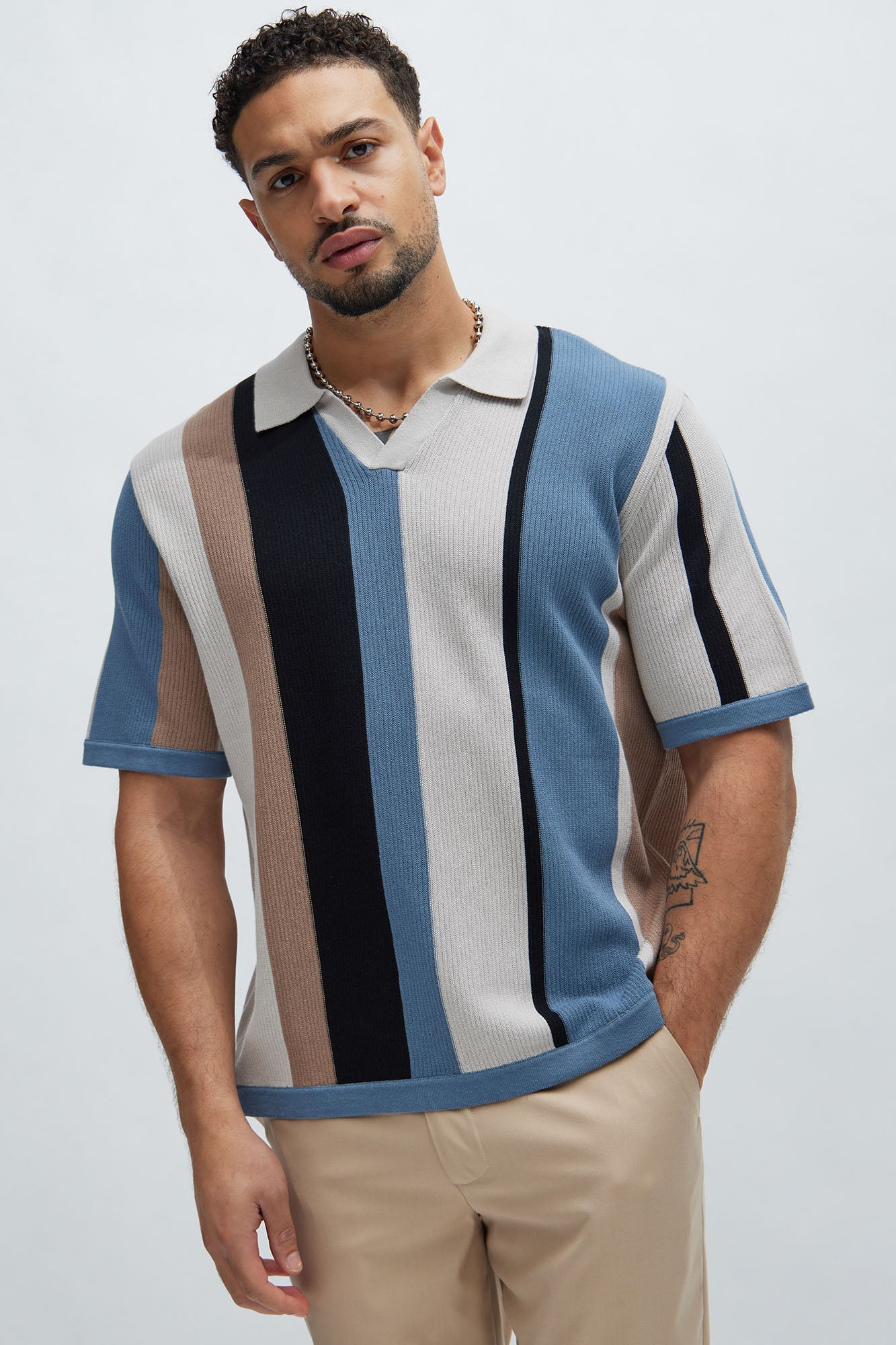 Kirk Knit Short Sleeve Polo - Taupe/combo