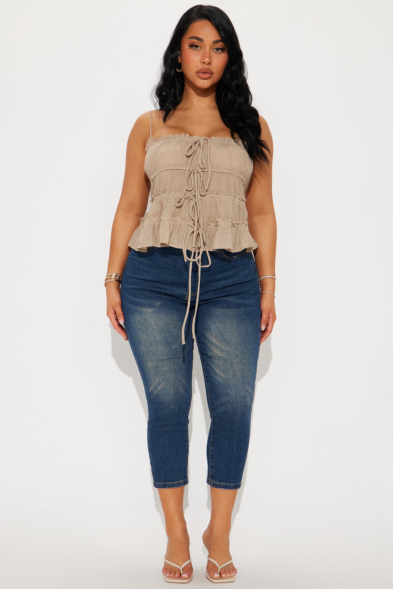 Griselda Babydoll Top - Taupe