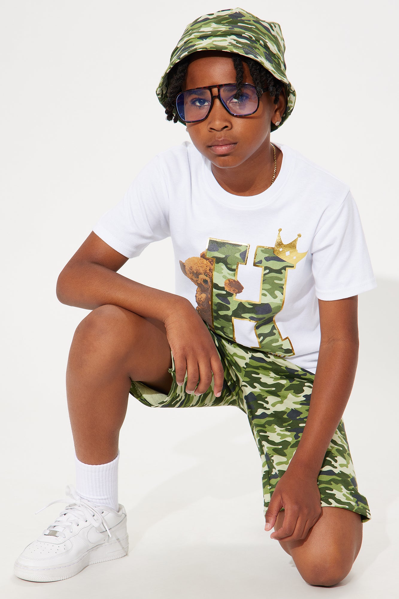 Mini Hustle With Bucket Hat Set - White/combo