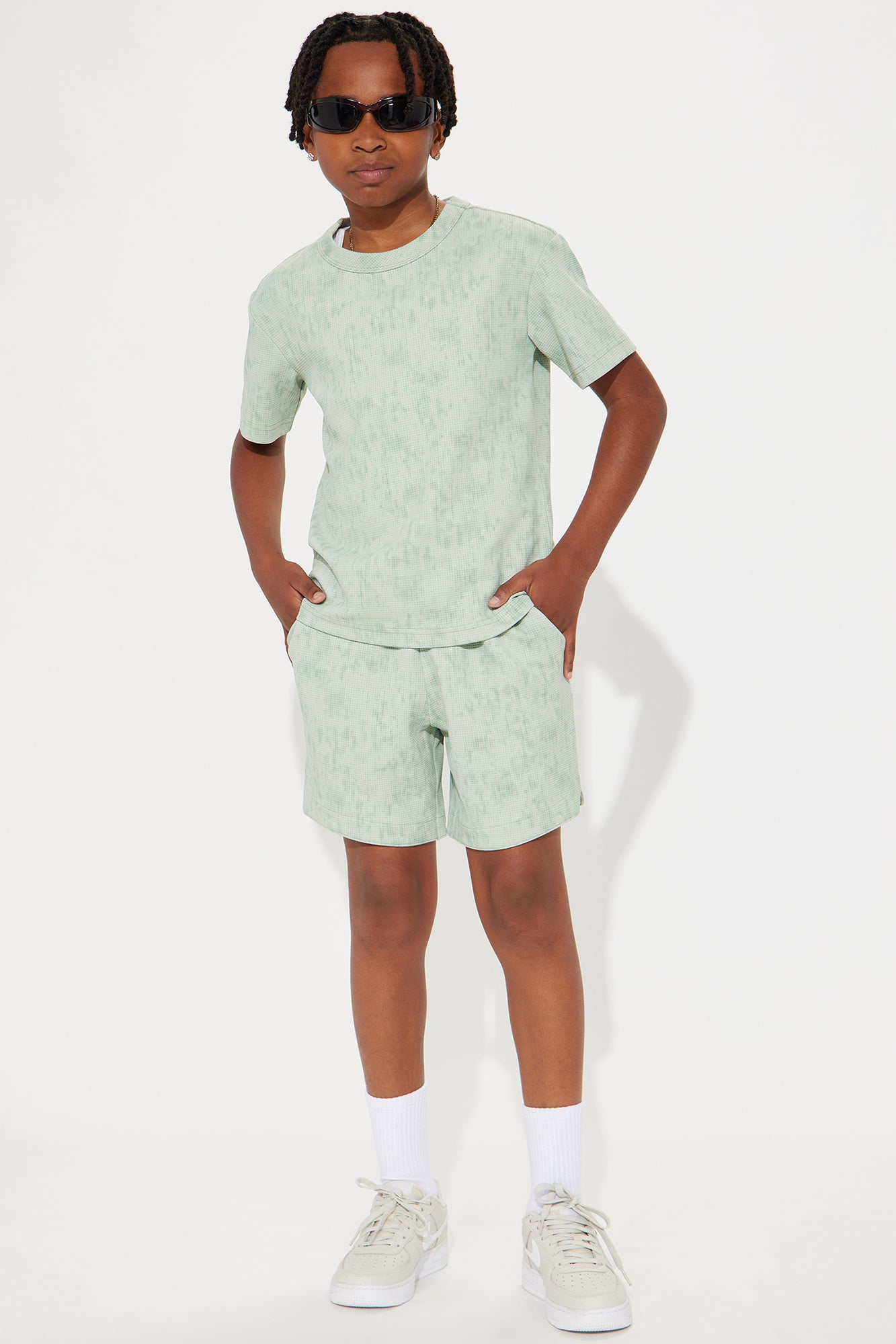 Mini Kerwin Waffle Texture Short Sleeve Tee - Sage