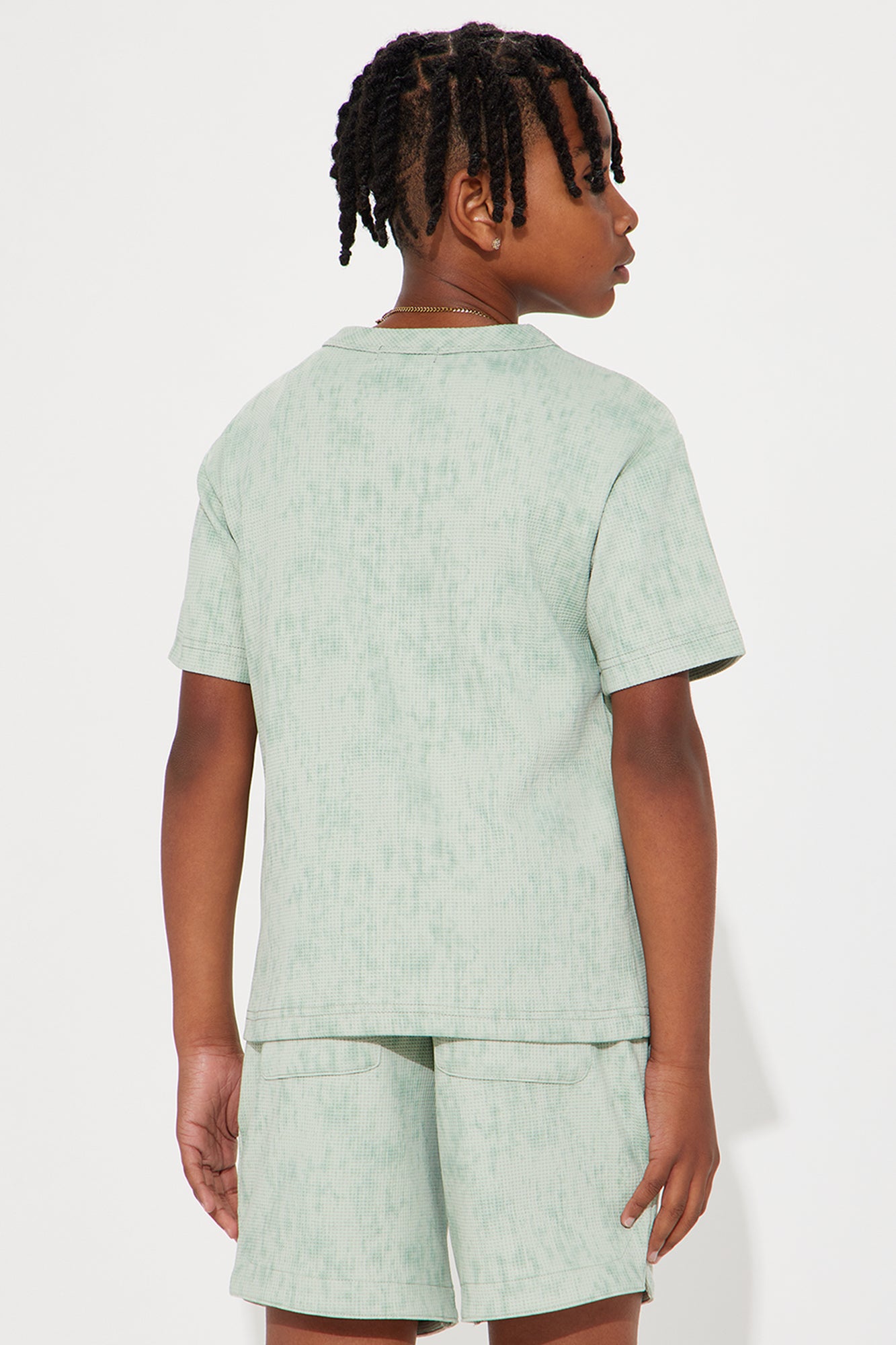 Mini Kerwin Waffle Texture Short Sleeve Tee - Sage