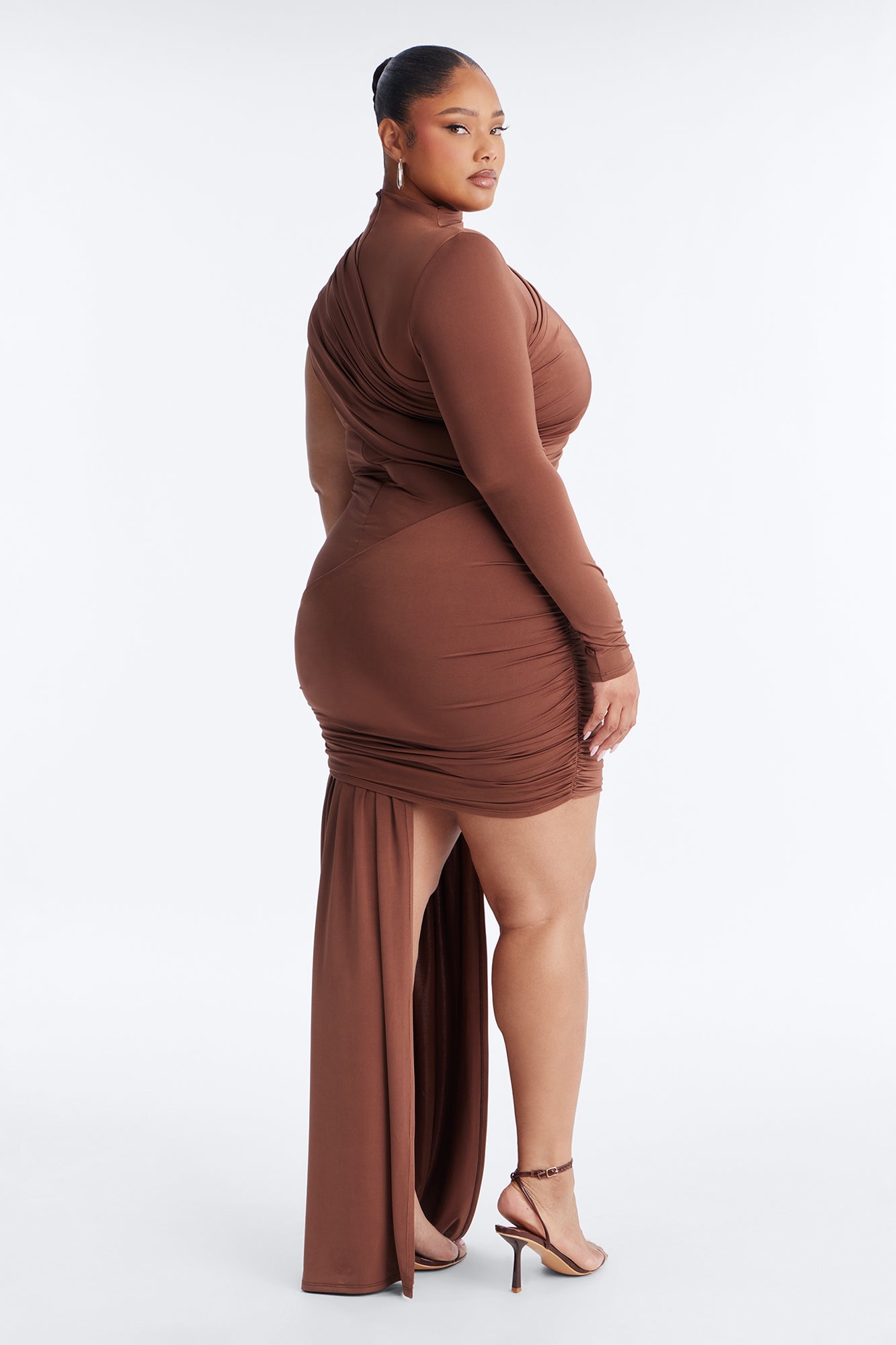 Clean Curves Draped Mini Dress - Chocolate