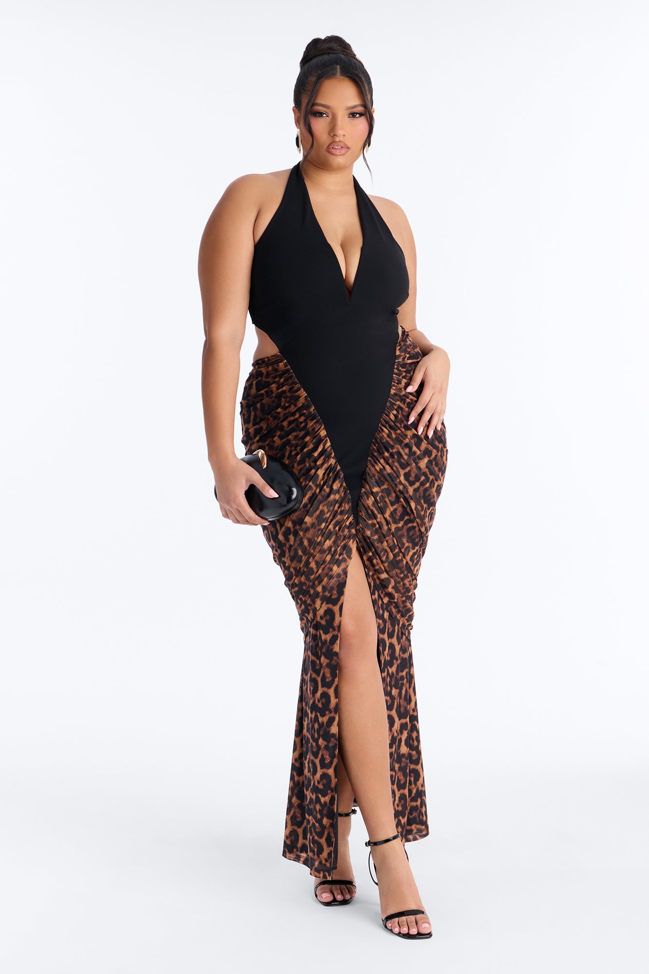 Gianna Leopard Maxi Dress - Black/Brown
