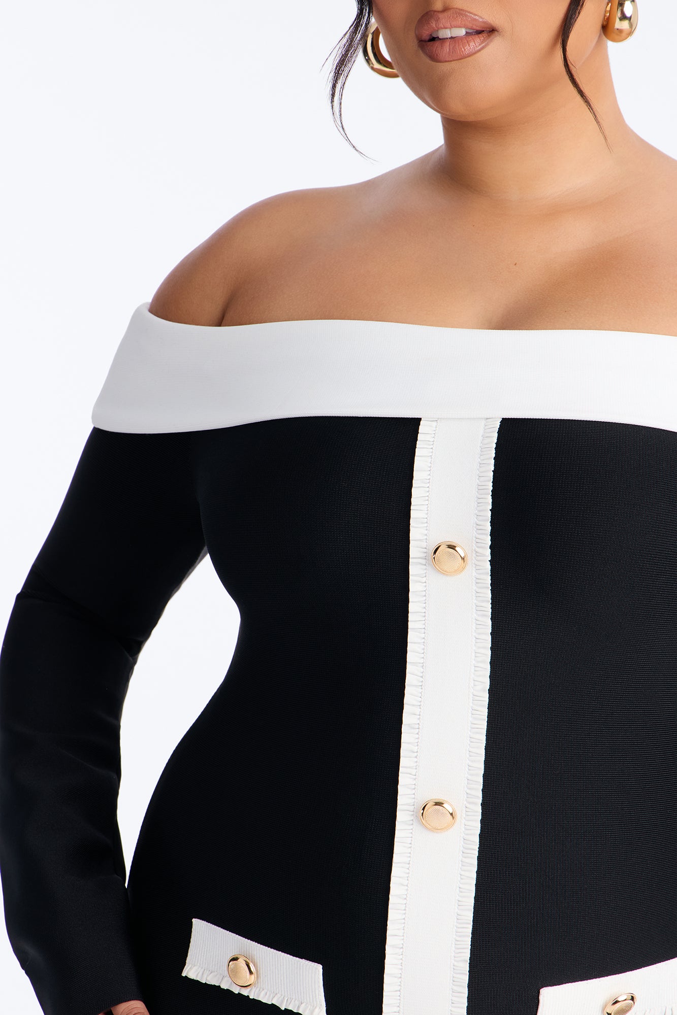 Allura Contrast Bandage Midi Dress - Black/White
