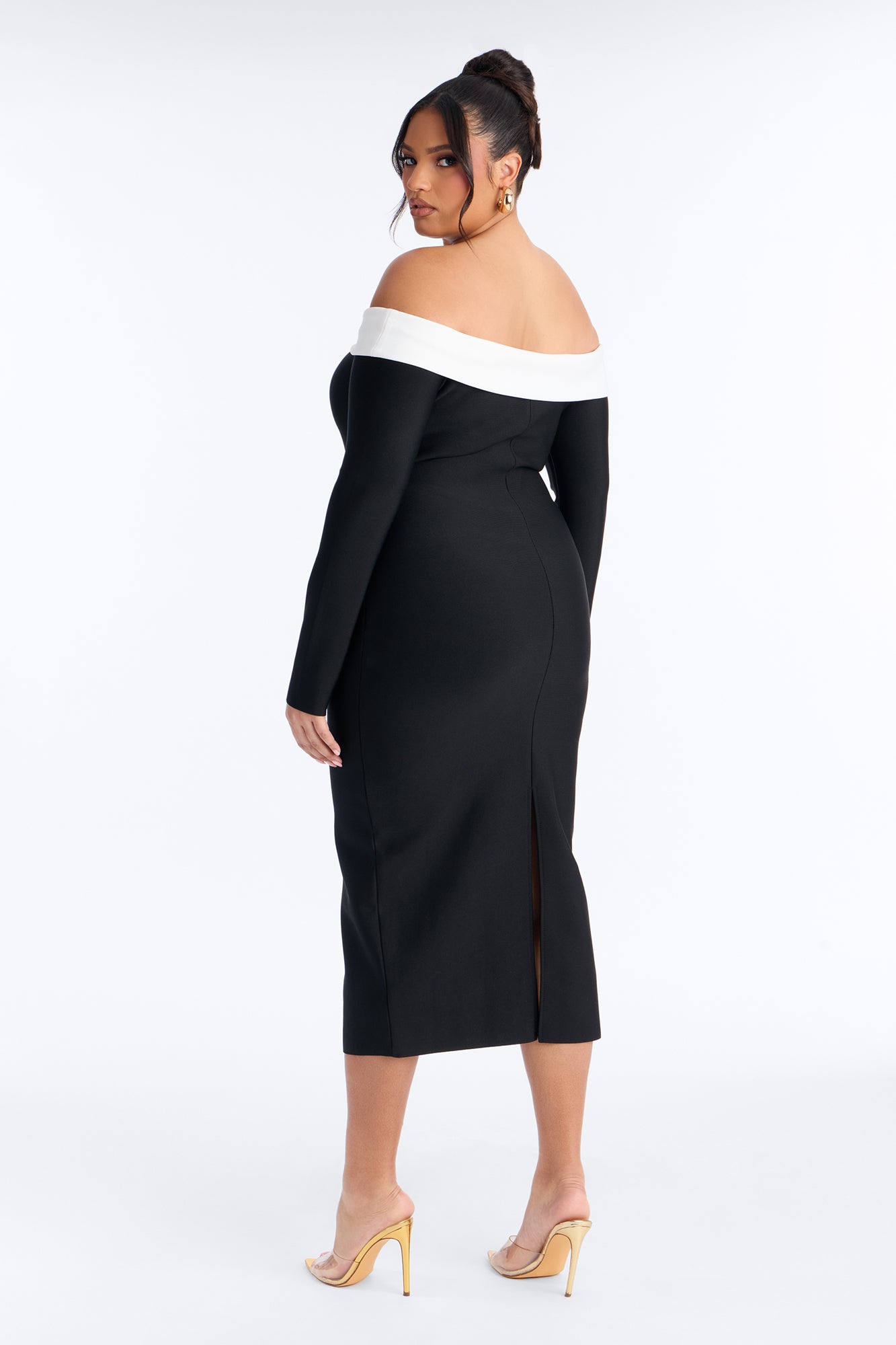 Allura Contrast Bandage Midi Dress - Black/White