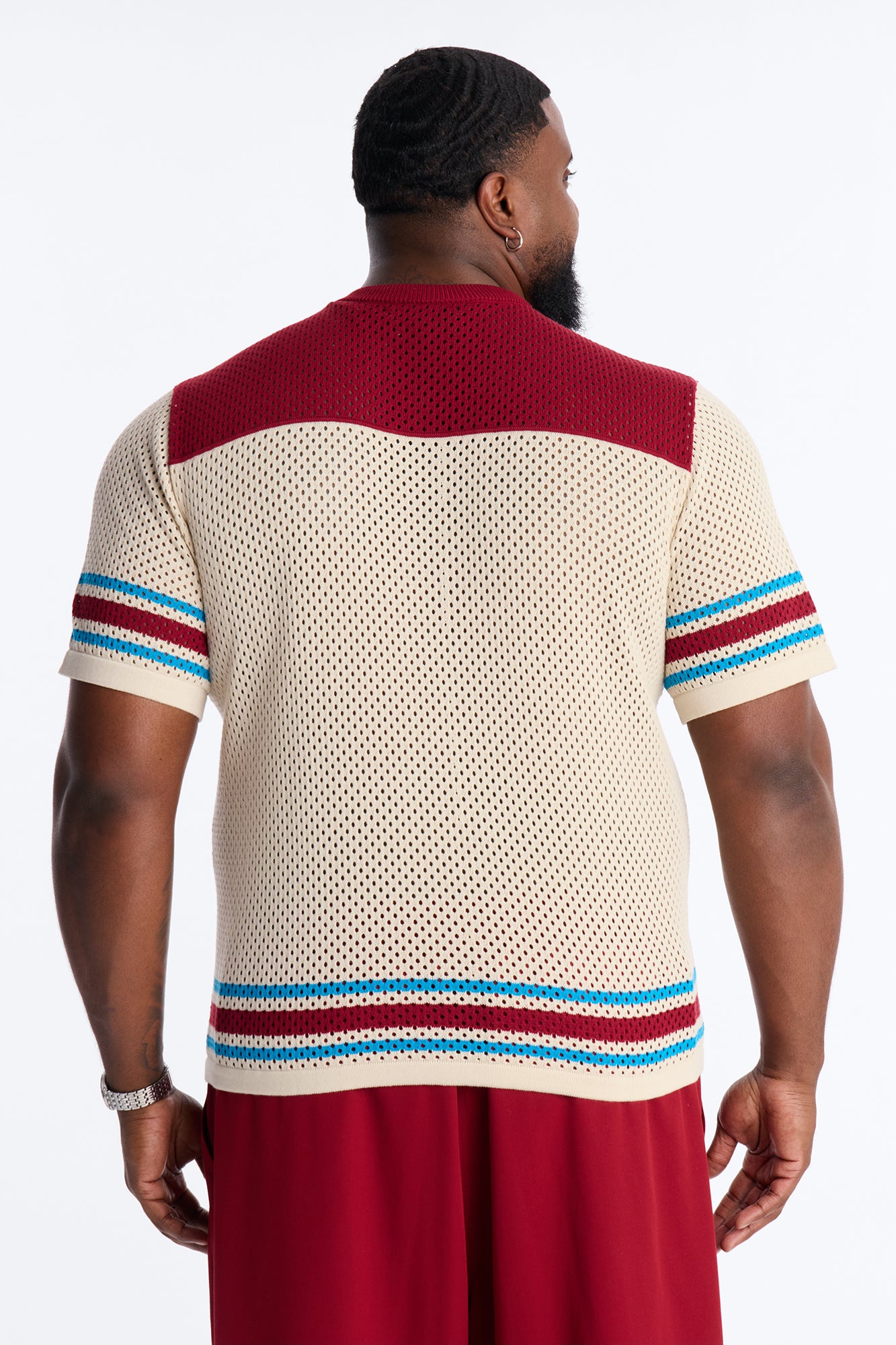 33 Striped Short Sleeve Jersey - Burgundy/combo
