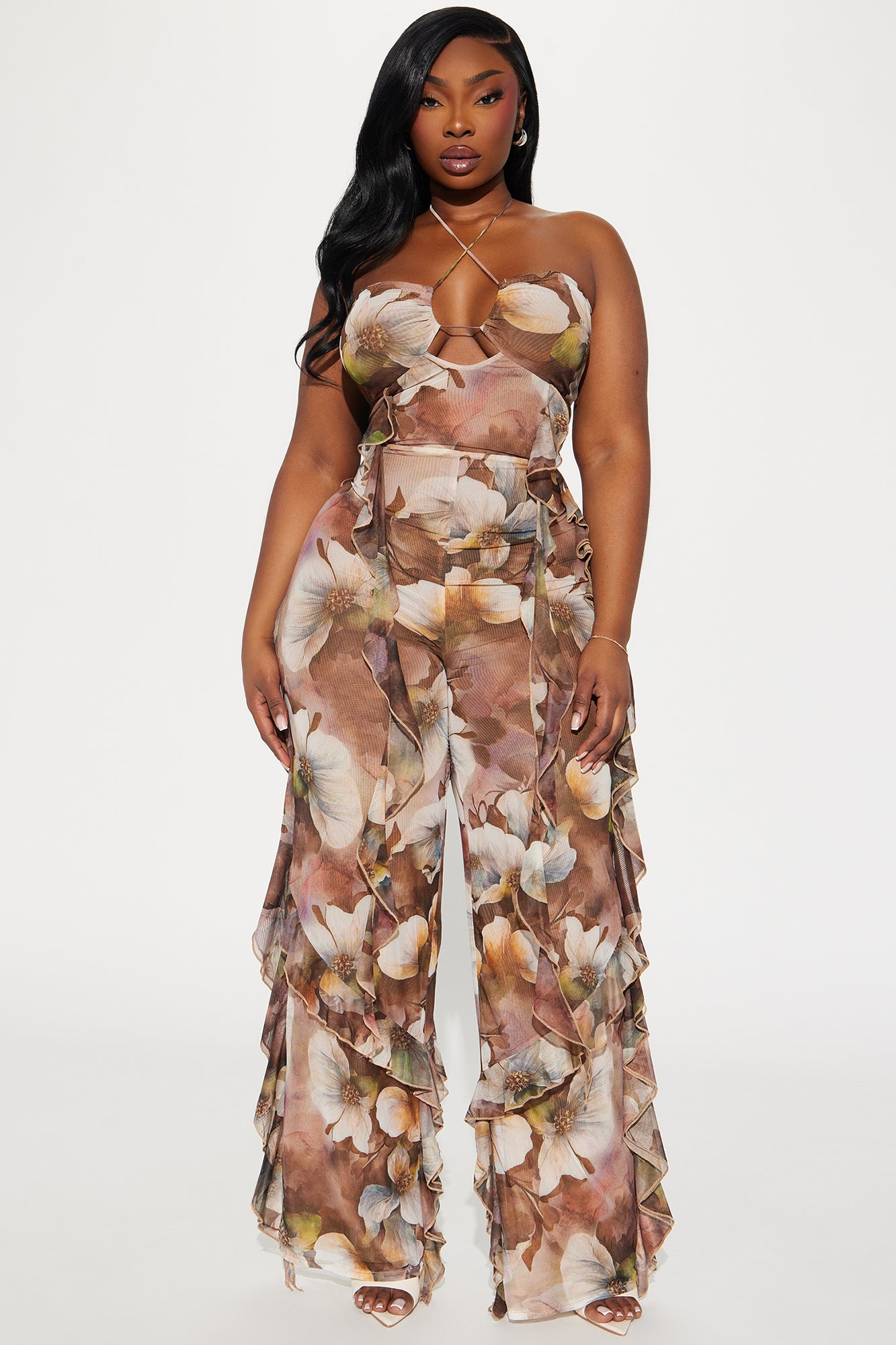 Going Out For Fun Jumpsuit - Brown/combo