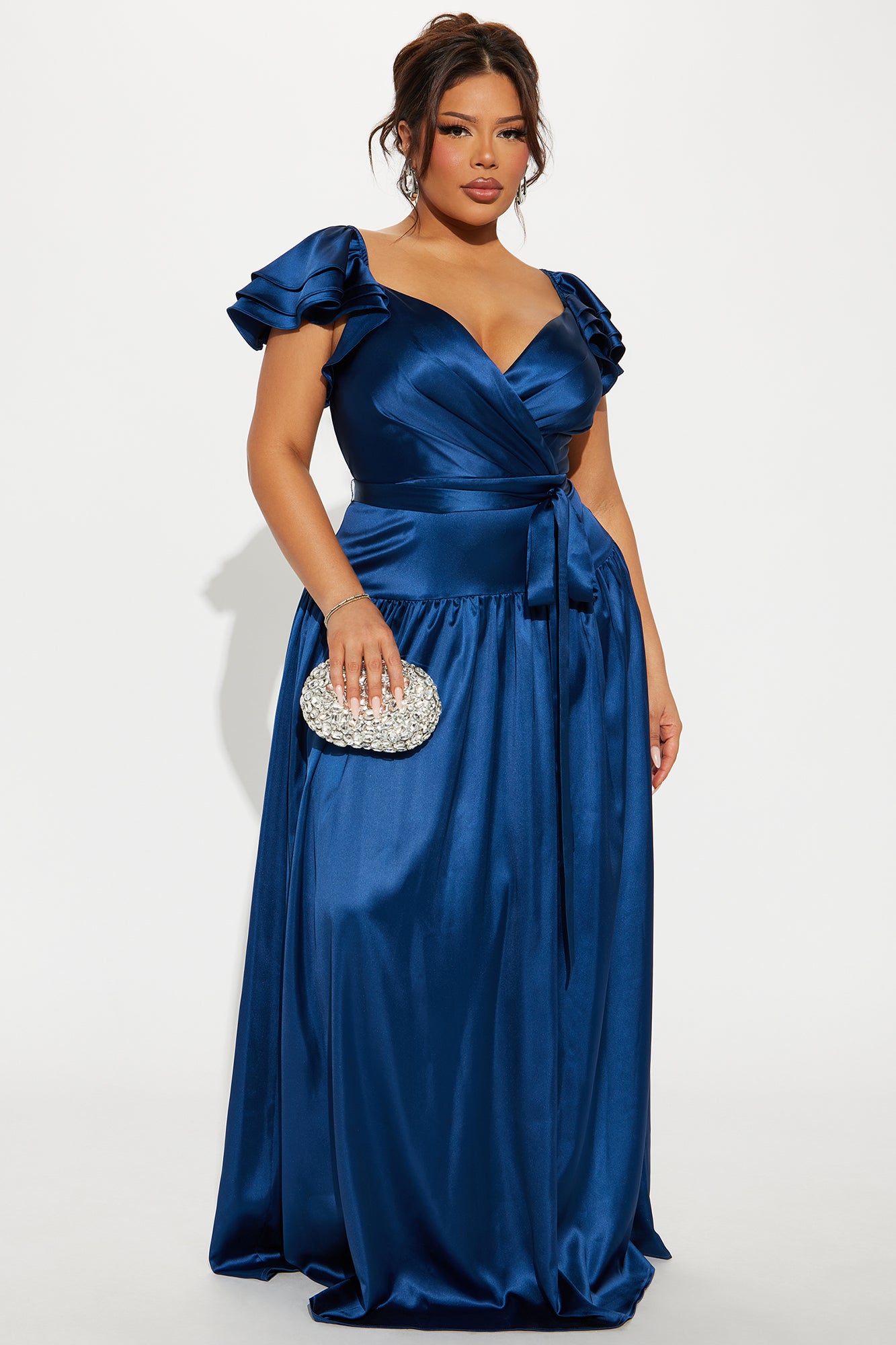 Josie Satin Maxi Dress - Navy