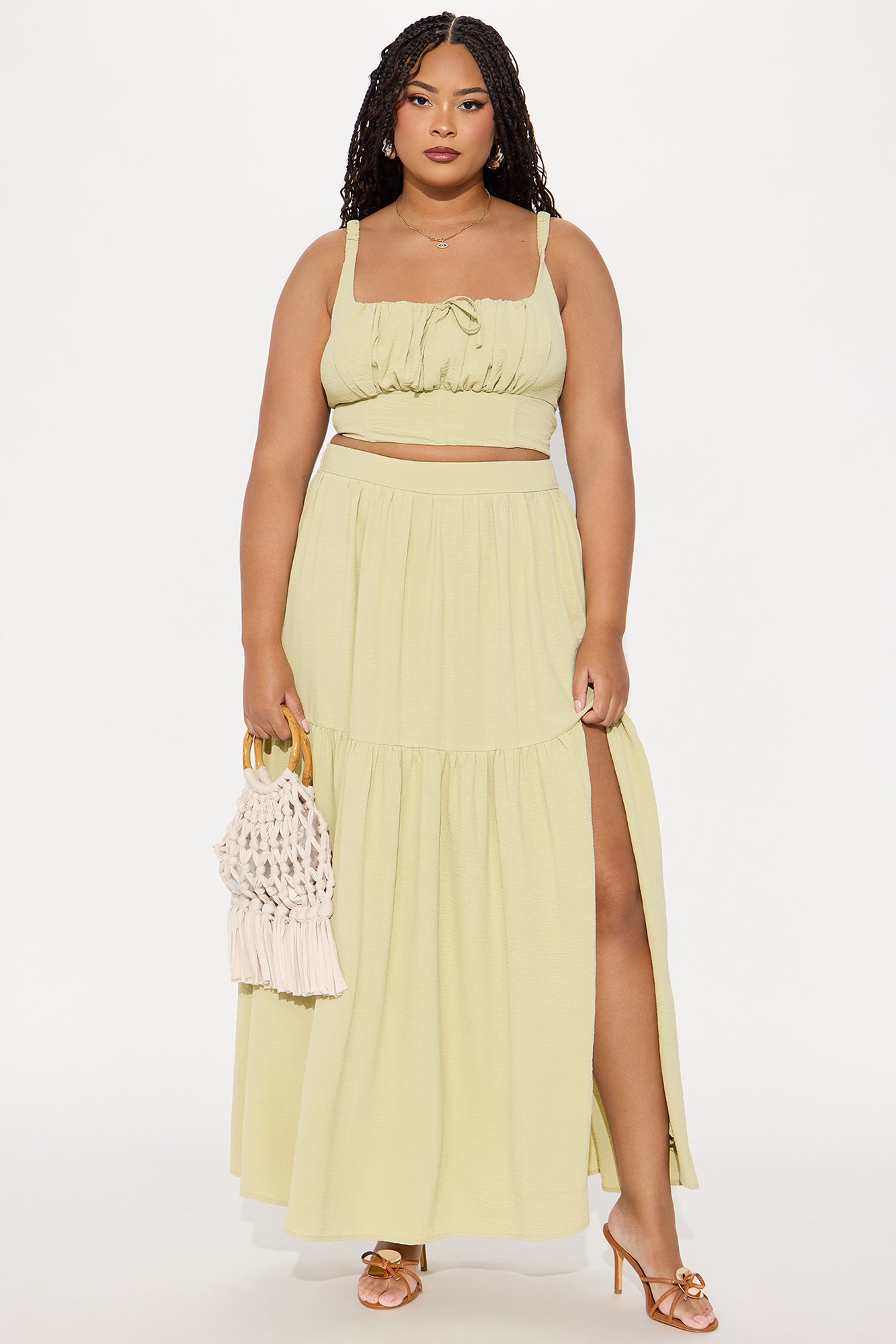Country Belle Maxi Skirt Set - Sage