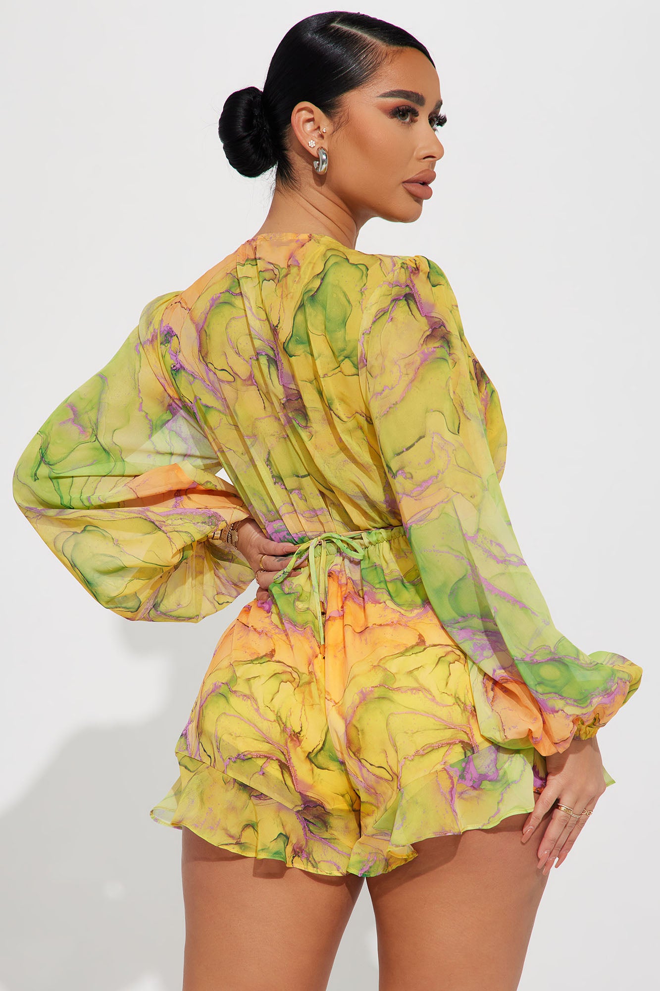Kacy Chiffon Romper - Yellow