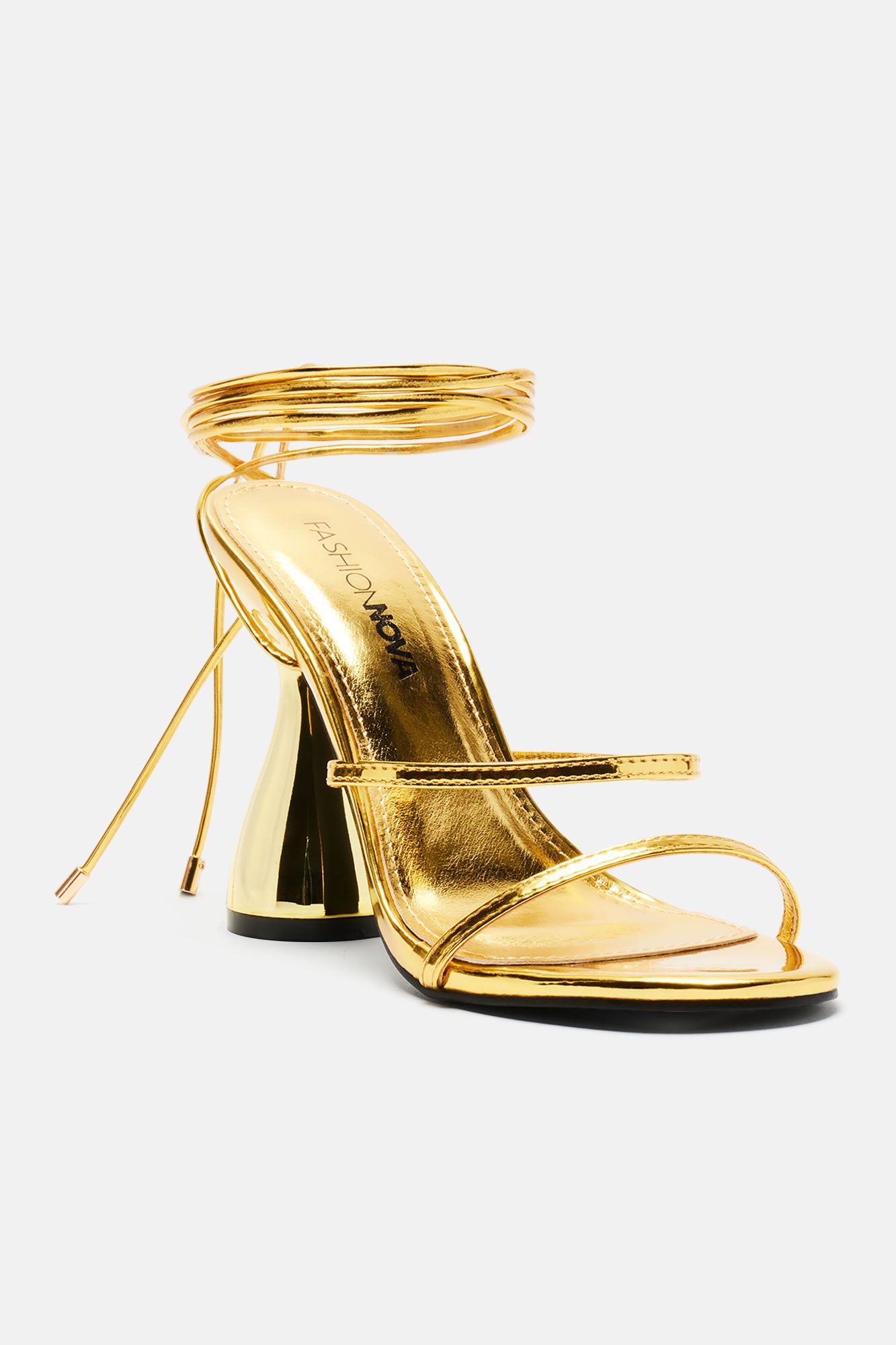Out And About Wrap Up Heels - Gold