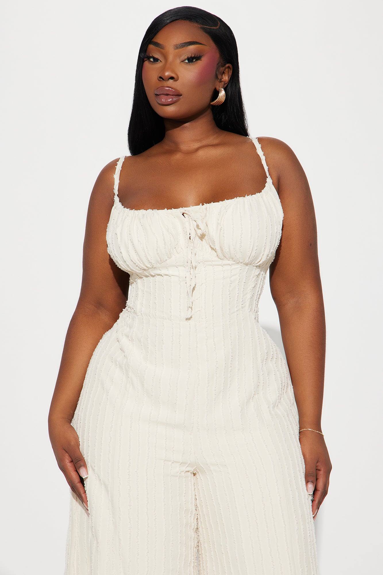 Endless Mimosas Textured Jumpsuit - Cream