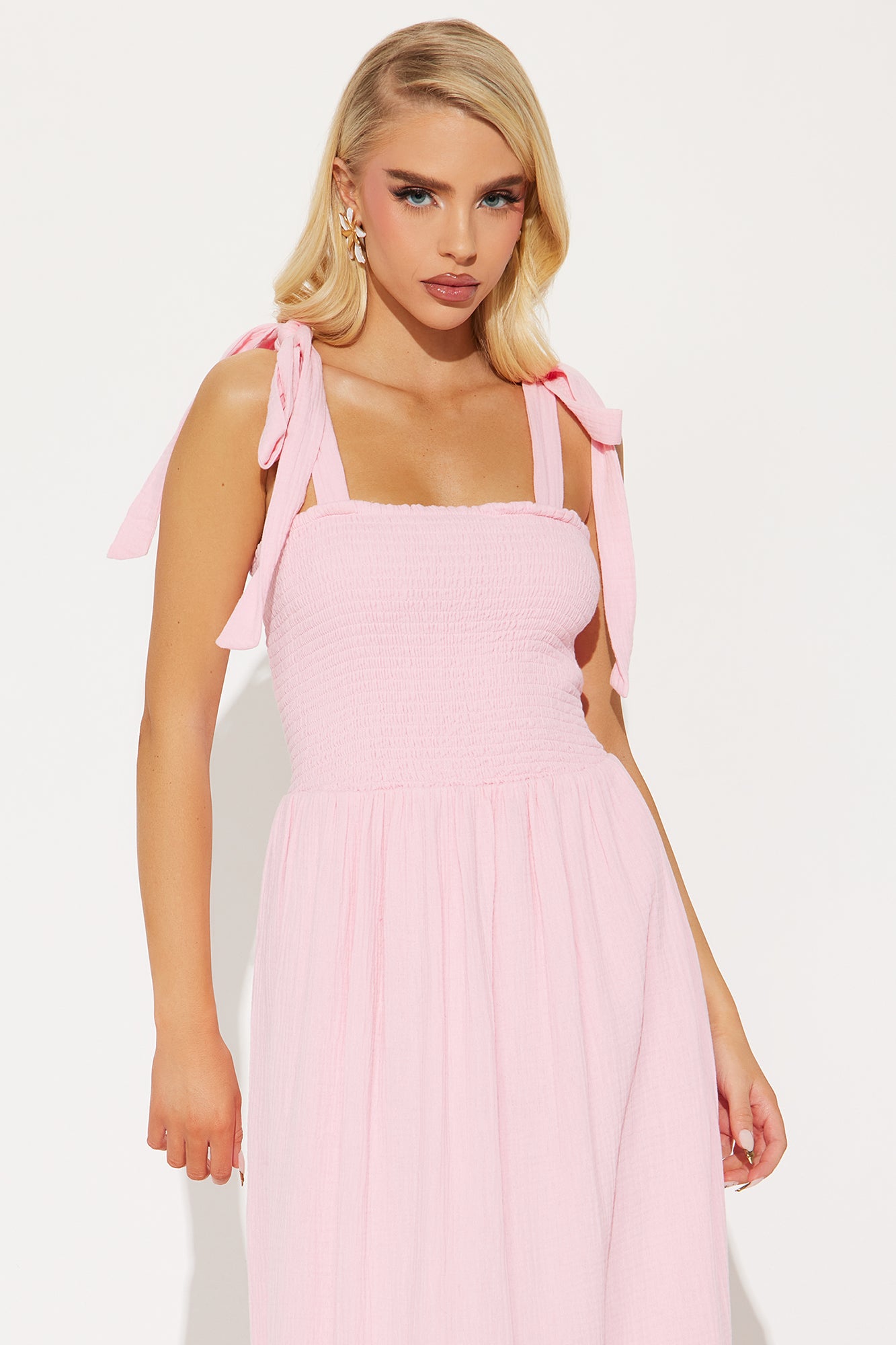 Liv Smocked Midi Dress - Blush