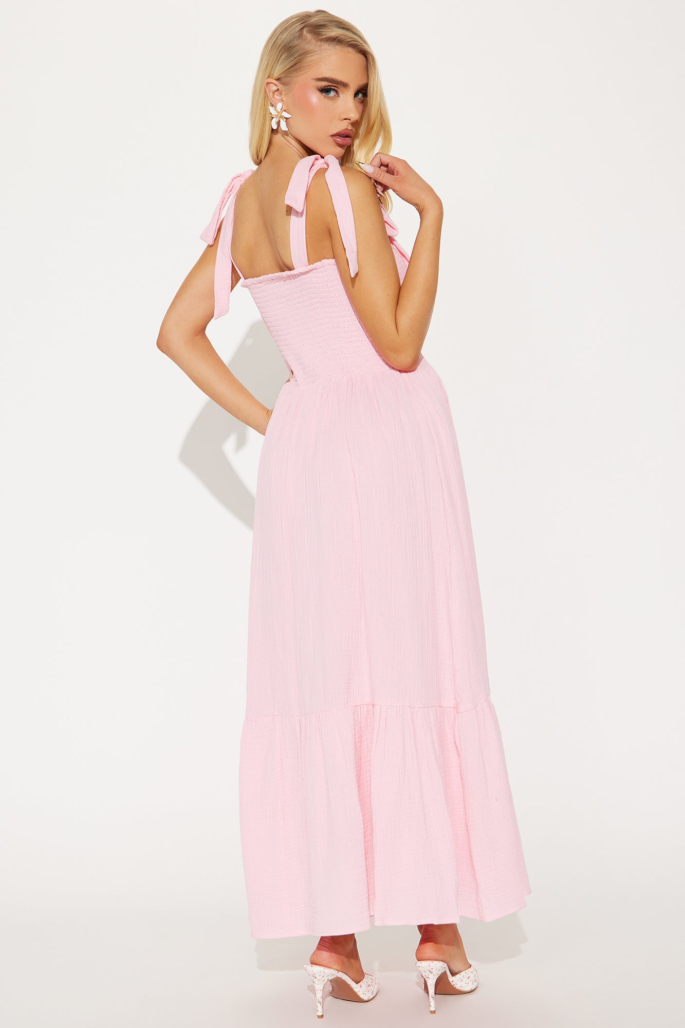Liv Smocked Midi Dress - Blush