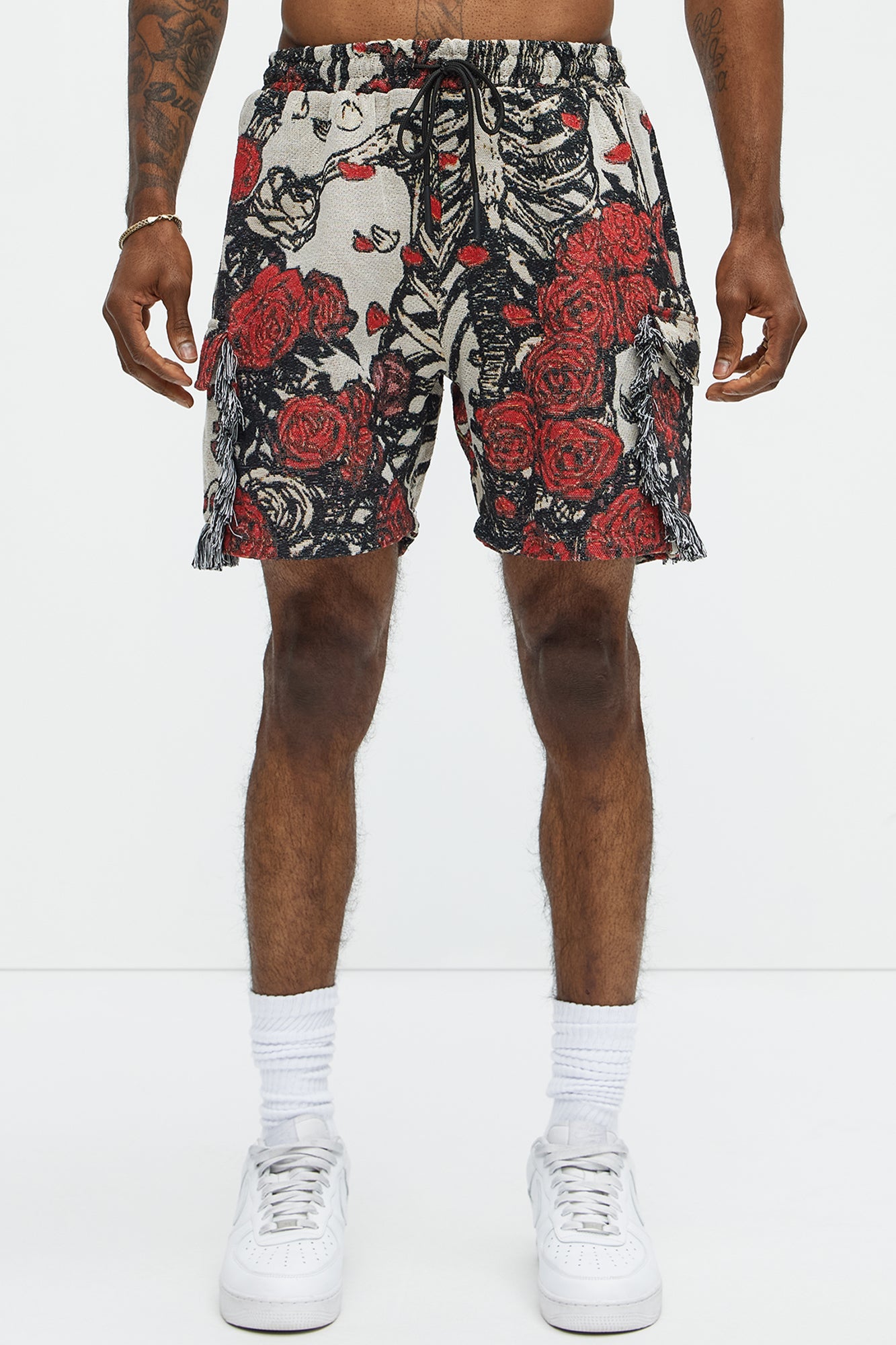 Petals Tapestry Shorts - Red/combo