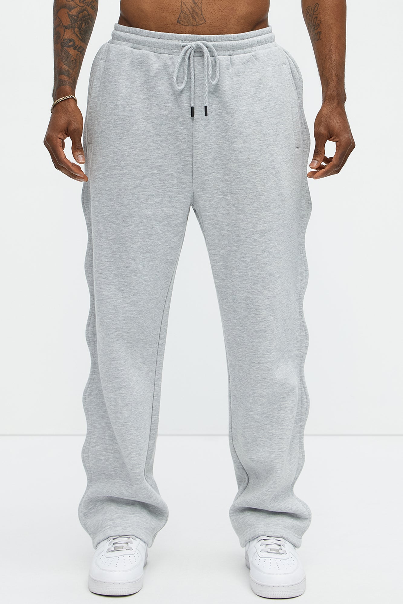 Tayson Wavy Straight Sweatpants - Heather Grey