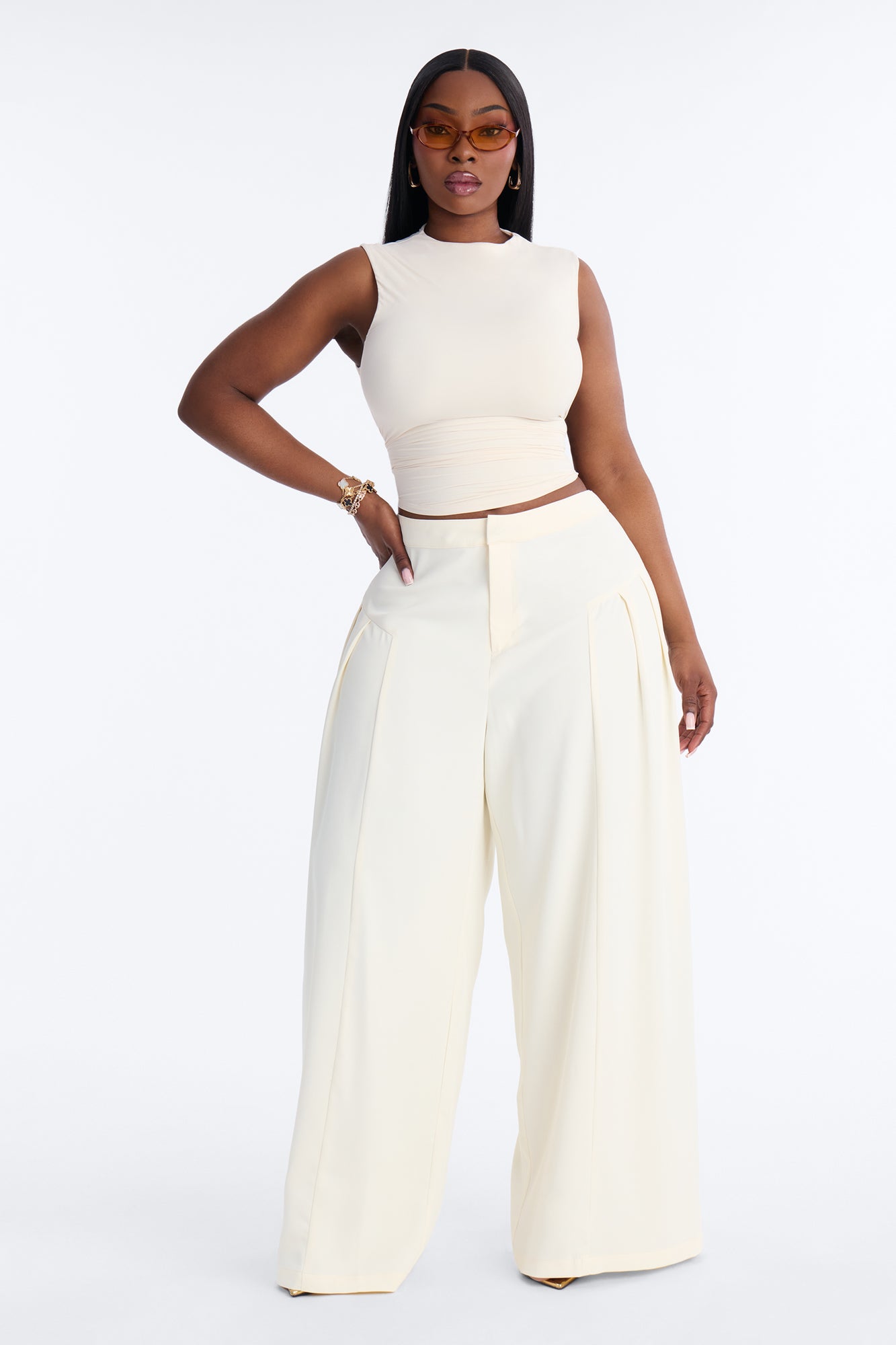 Luciane Pleated Trouser Pant 33″ - Ivory