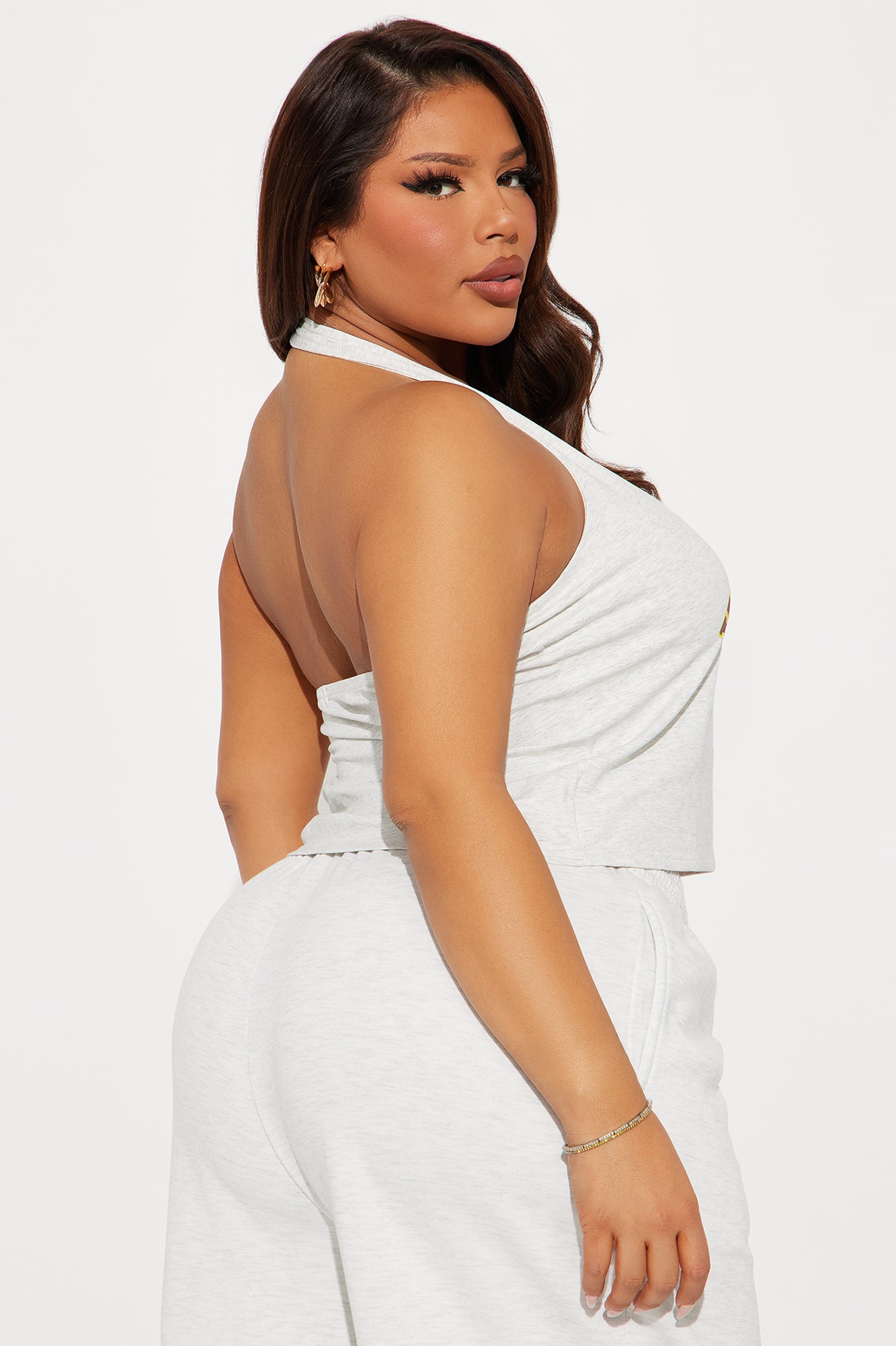 Izabel 98 Varsity Halter Top - Heather Grey