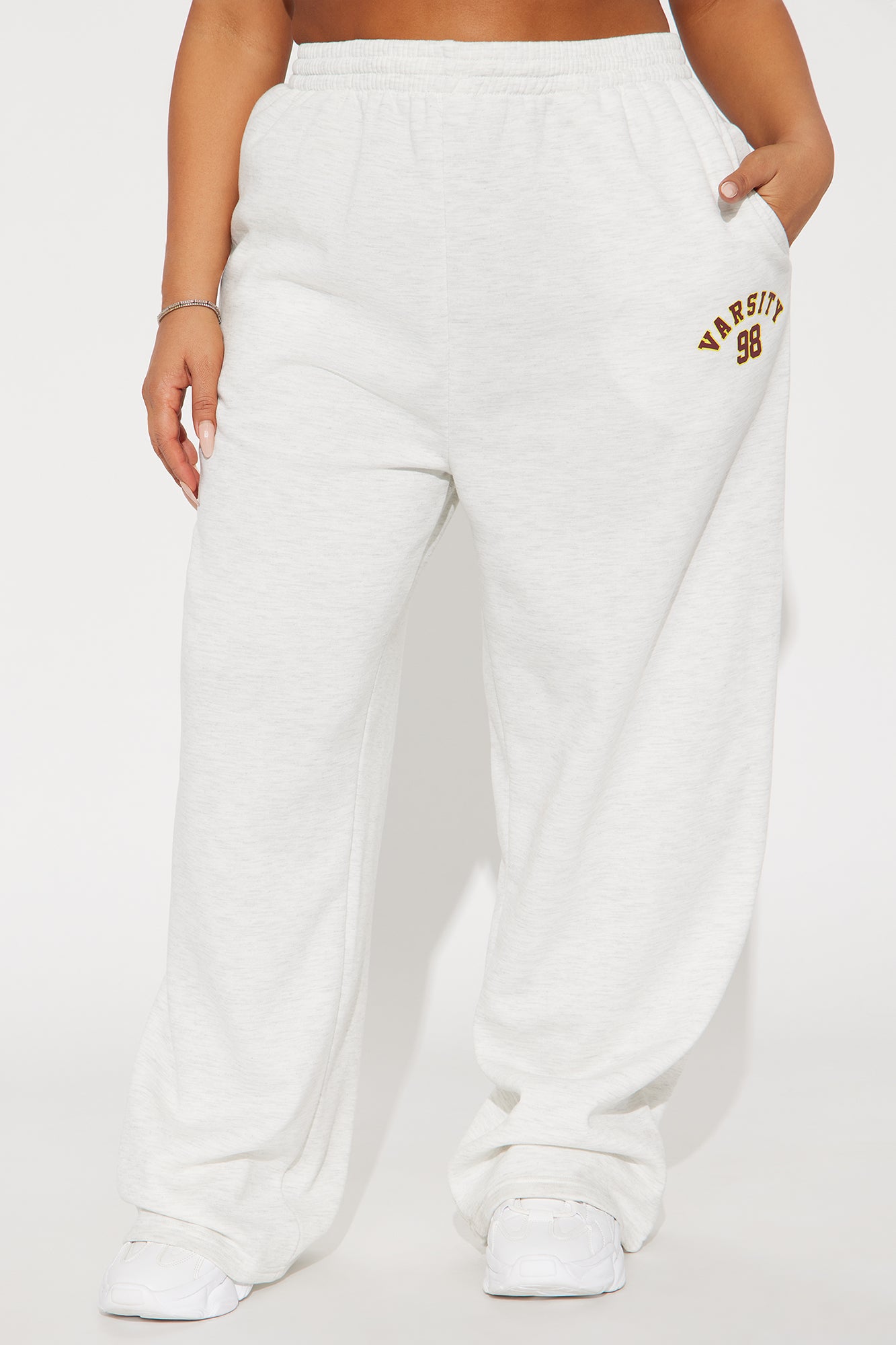 Izabel 98 Varsity Wide Leg Pant - Heather Grey