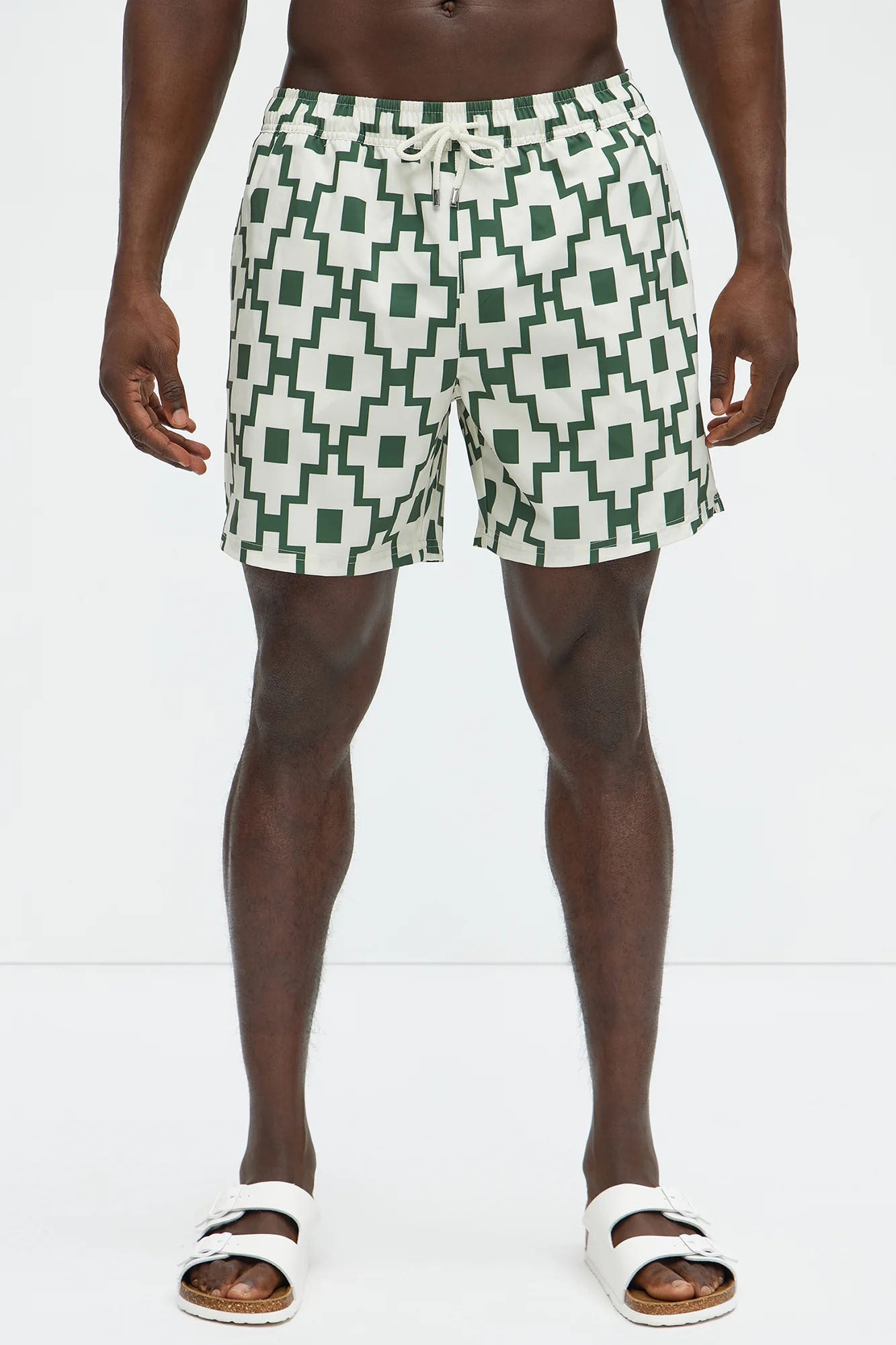 Mosaic Printed Swim Trunk 6″ - Cream/combo