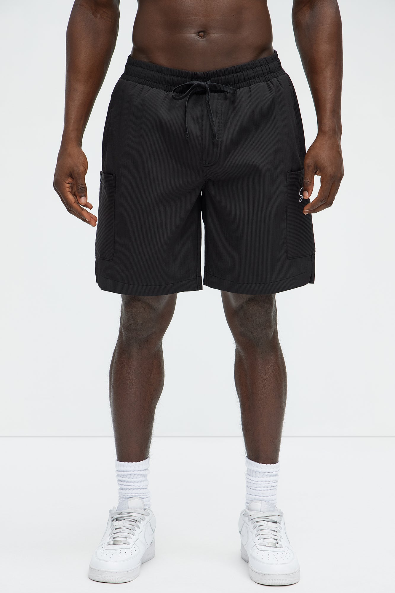 Saint Embroidered Relaxed Shorts - Black
