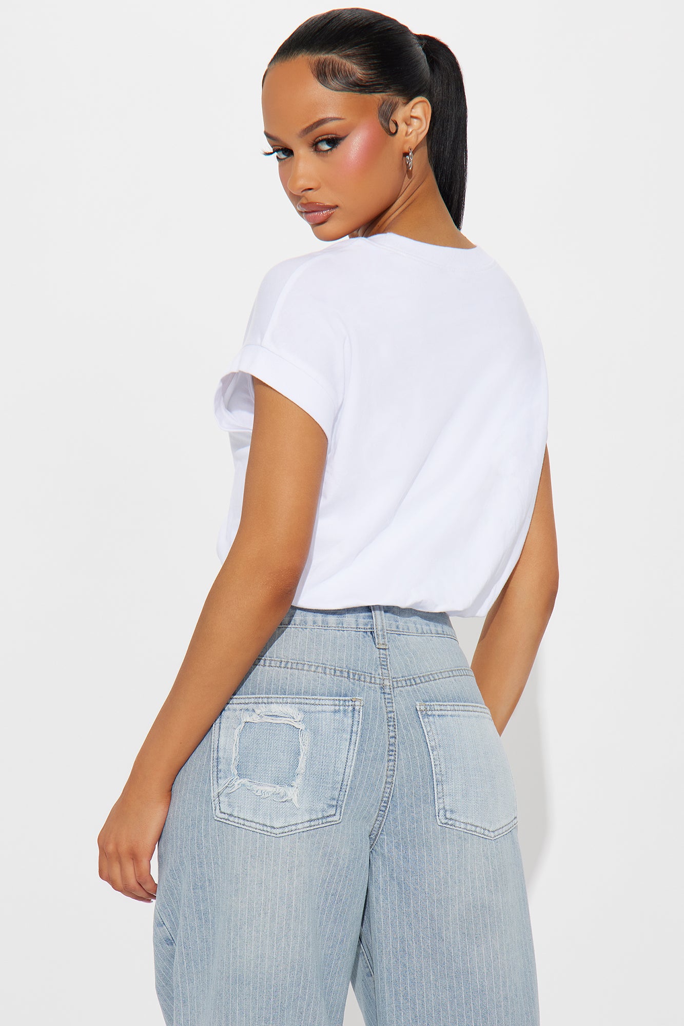 Chloe Bubble Hem Tee - White