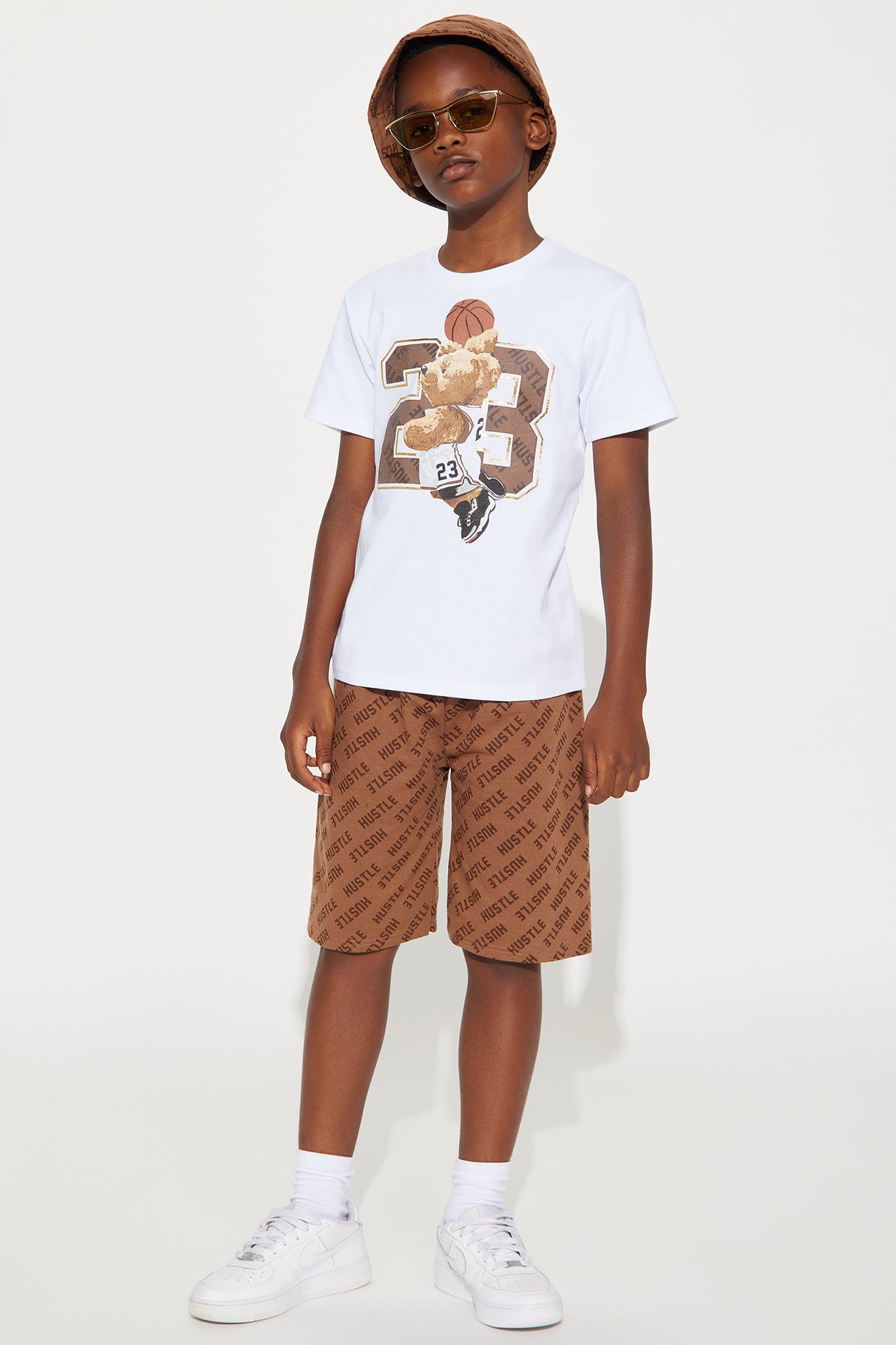 Mini Hoop Shot With Bucket Hat Set - Brown/combo