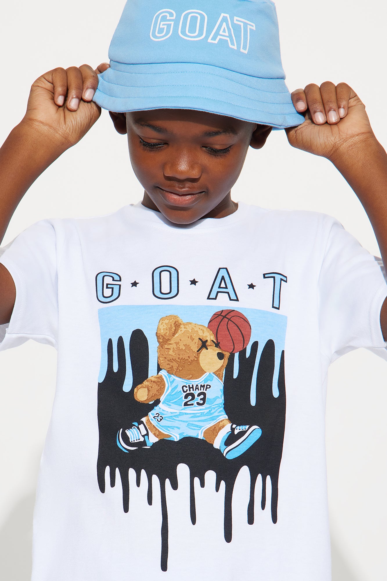 Mini Goat With Bucket Hat Set - Blue/combo