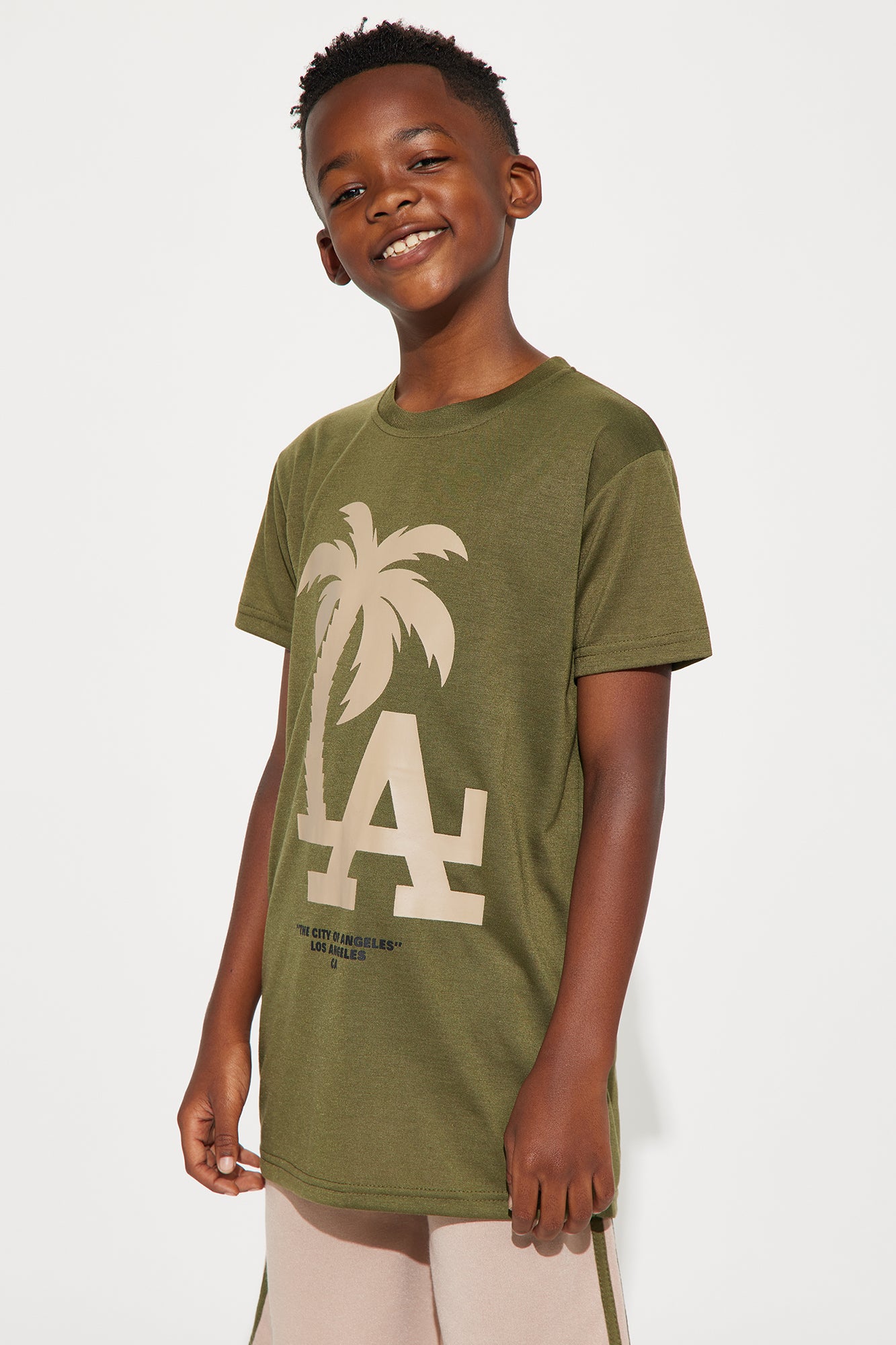 Mini Palm Trees Of LA Short Set - Olive/combo