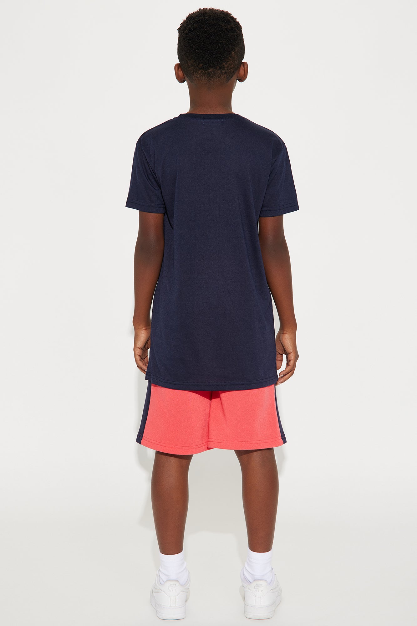 Mini He's The KING Short Set - Navy/Red