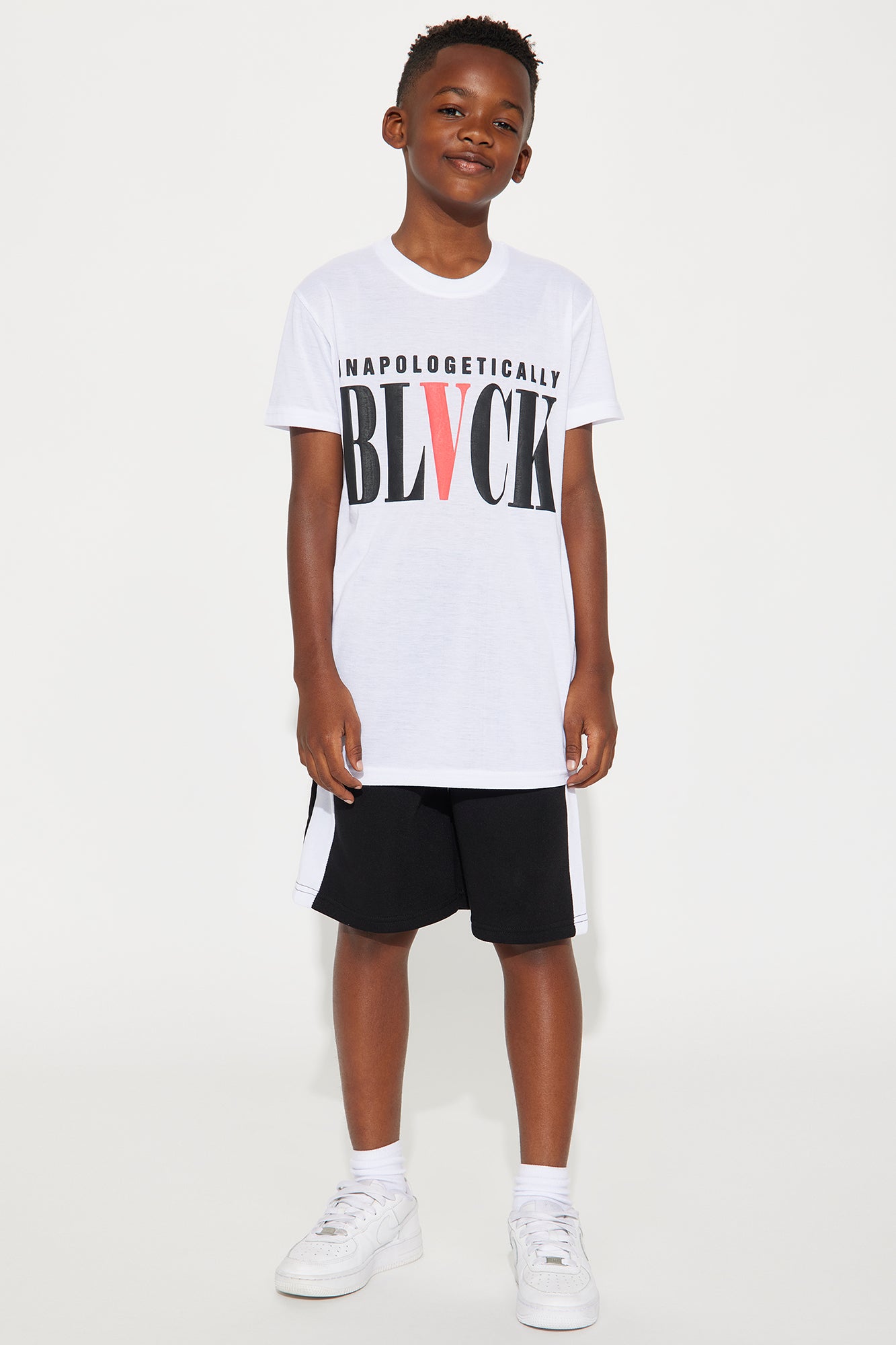 Mini Unapologetically Black Short Set - White/Black