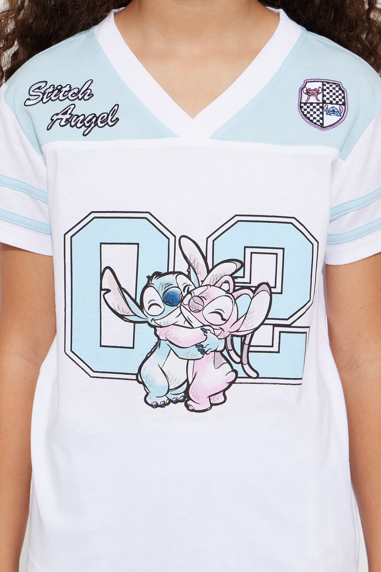 Mini Stitch And Angel Short Set - White/Blue