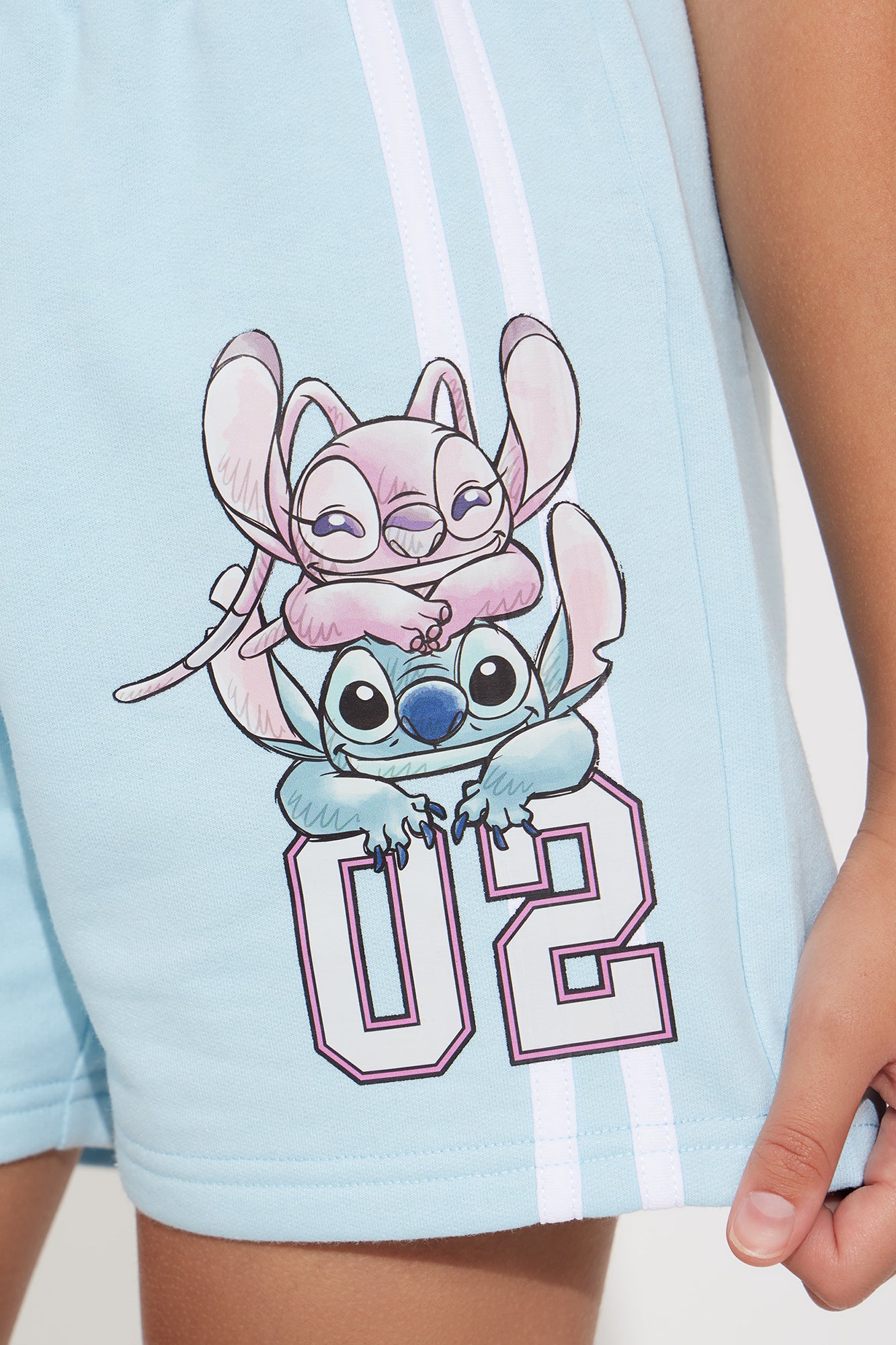 Mini Stitch And Angel Short Set - White/Blue