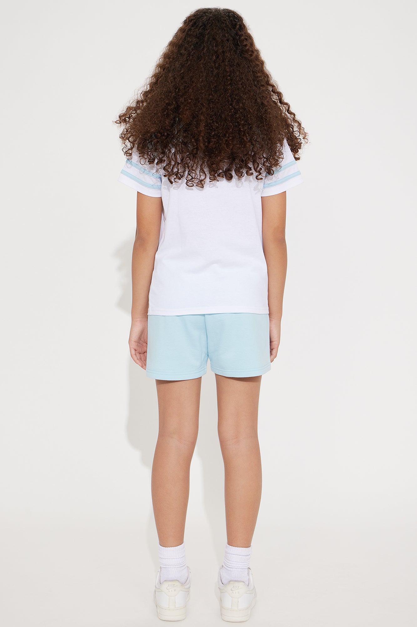 Mini Stitch And Angel Short Set - White/Blue