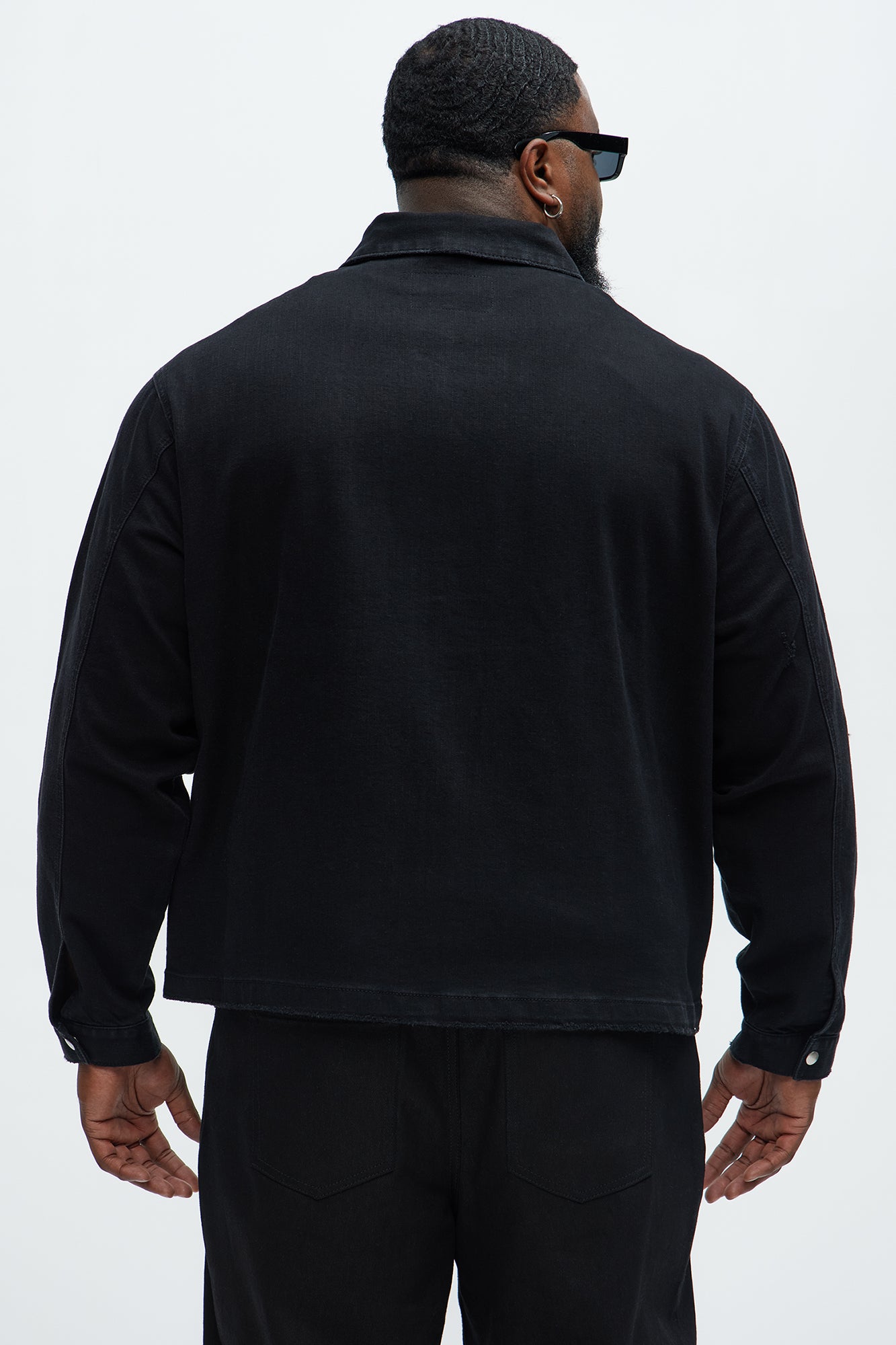 Distressed Zip Denim Jacket - Black