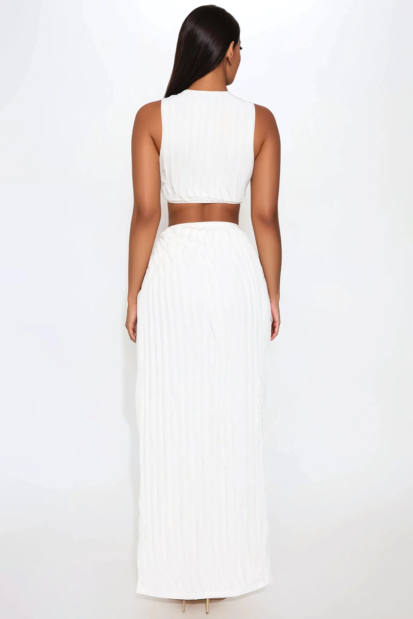 Oceanfront Elegance Maxi Skirt Set - White