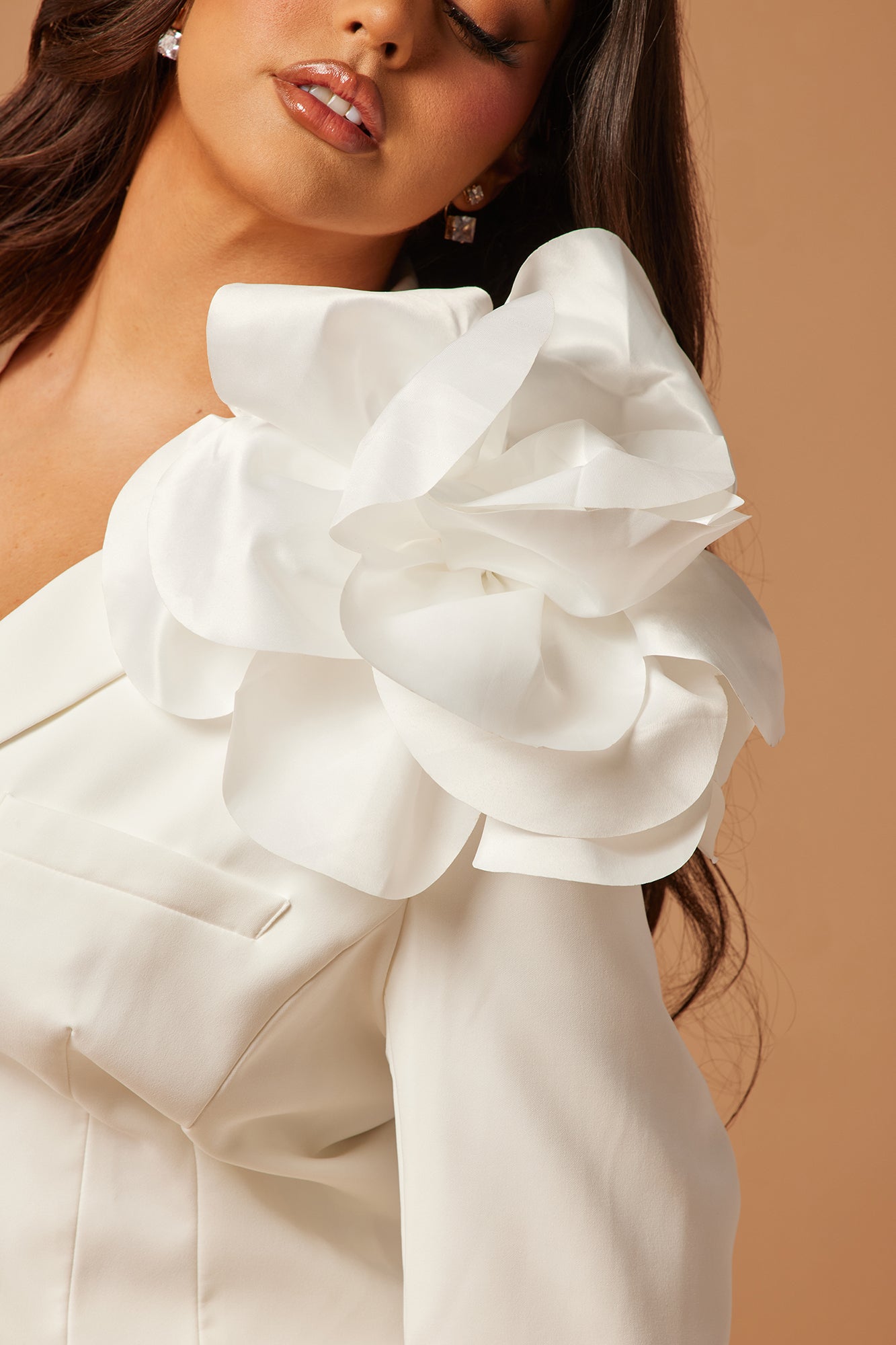 Evanna Floral Applique Suit Set - Off White