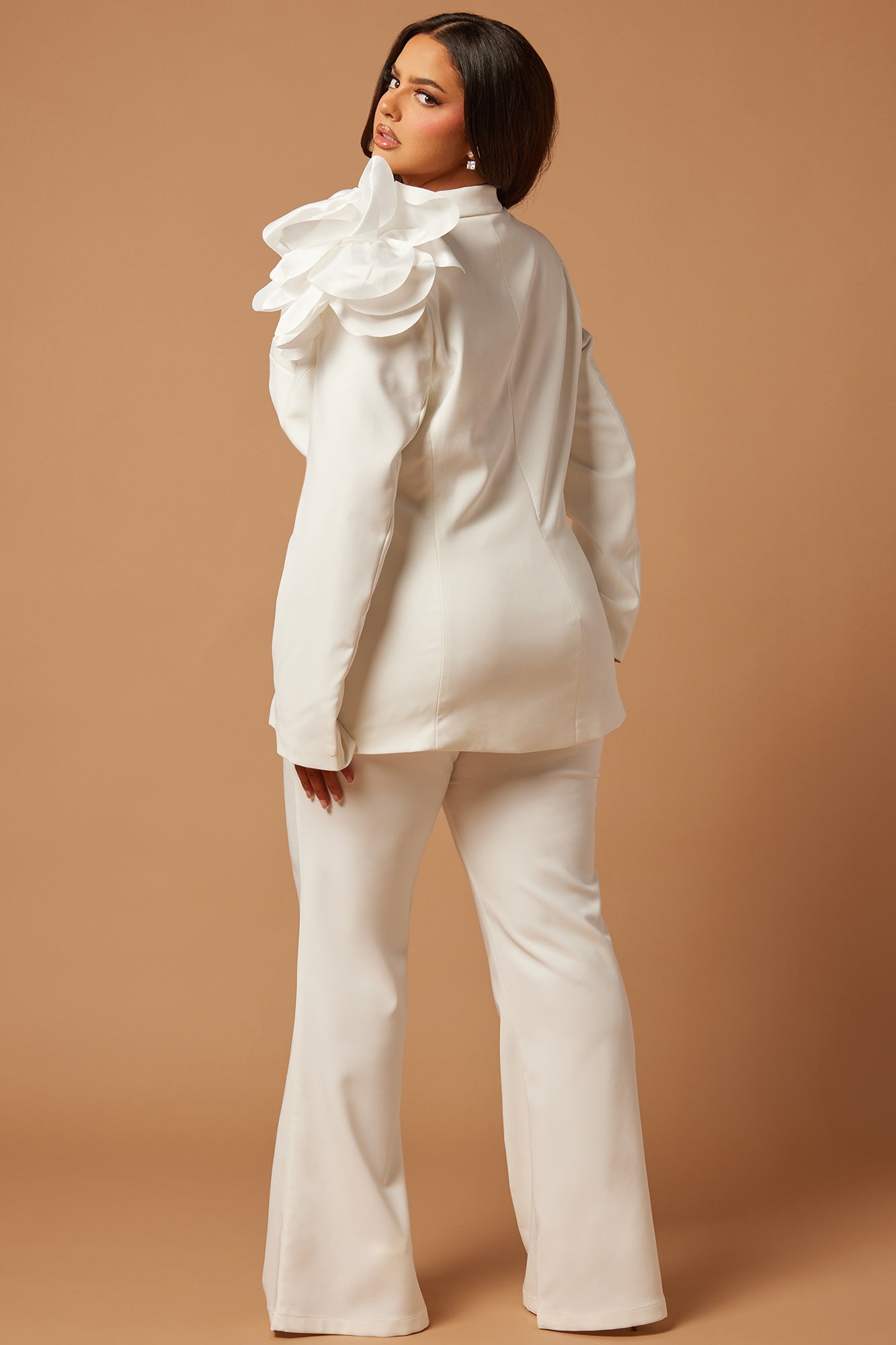 Evanna Floral Applique Suit Set - Off White