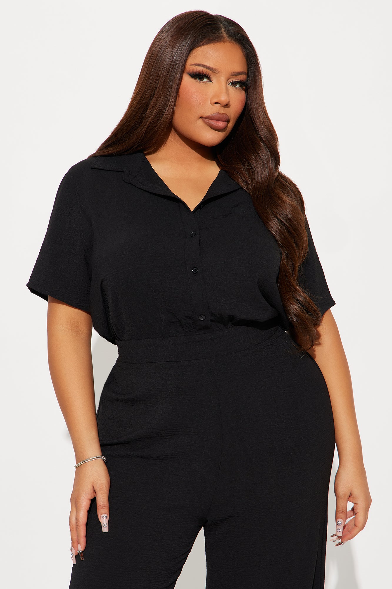Makenzie Short Sleeve Jumpsuit - Black