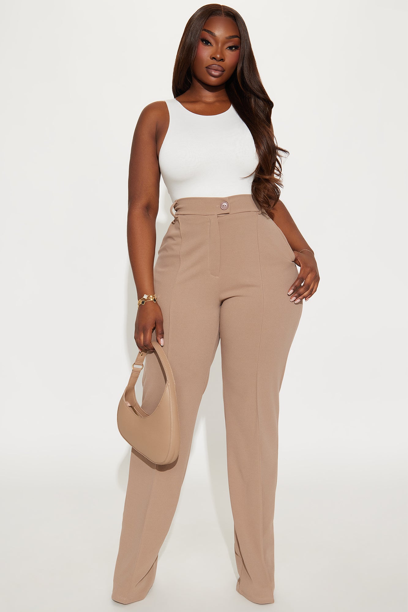 Tall Heidi Wide Leg Trouser Pant - Taupe