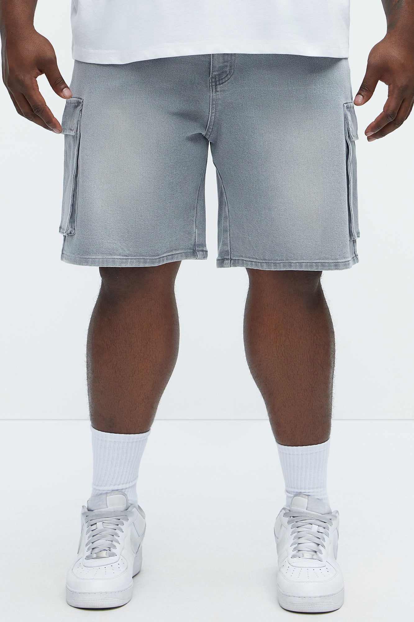 Relaxed Cornell Cargo Denim Shorts - Slate Grey