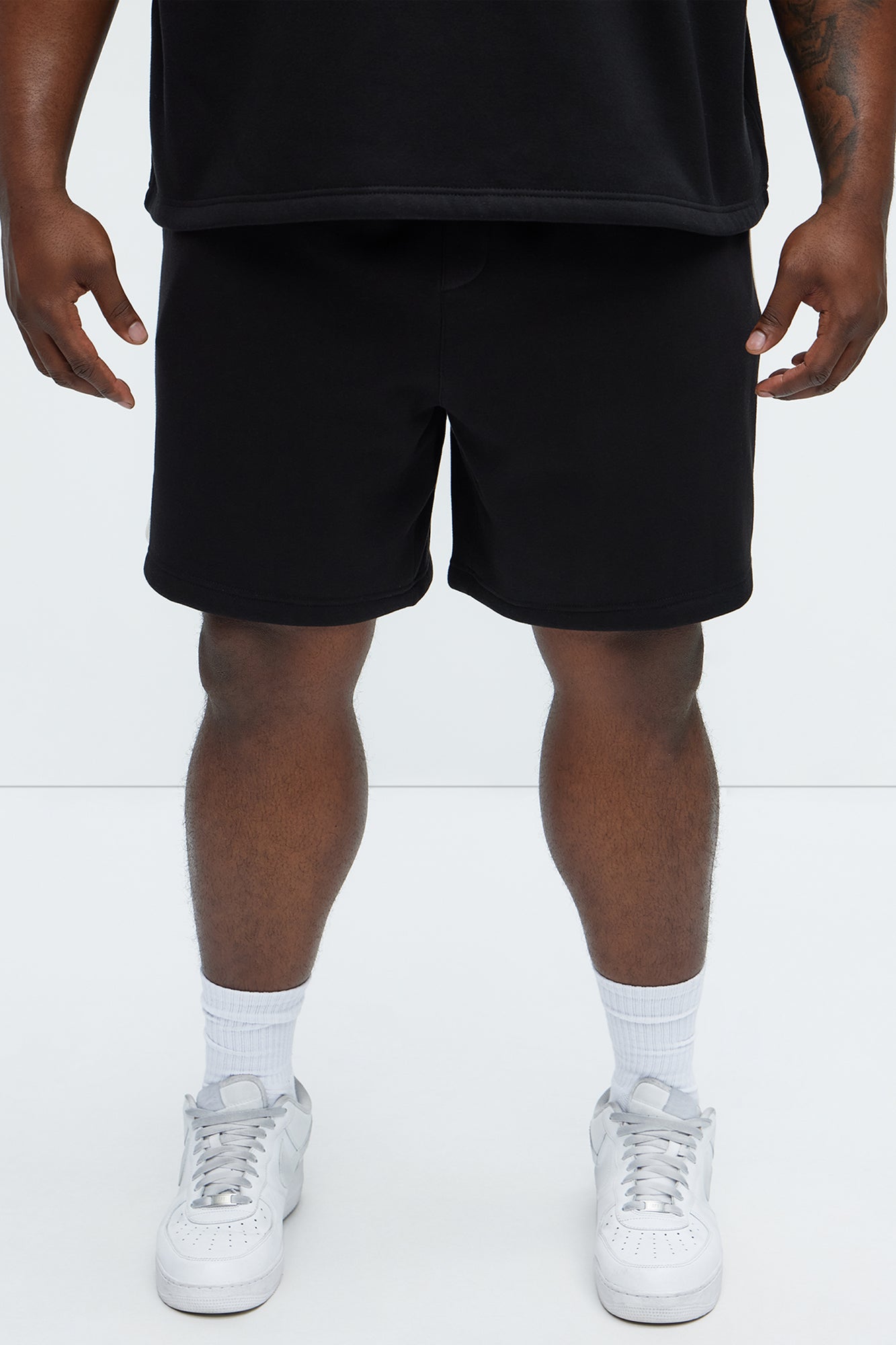 Tayson Oversized Heavyweight Striped Shorts - Black