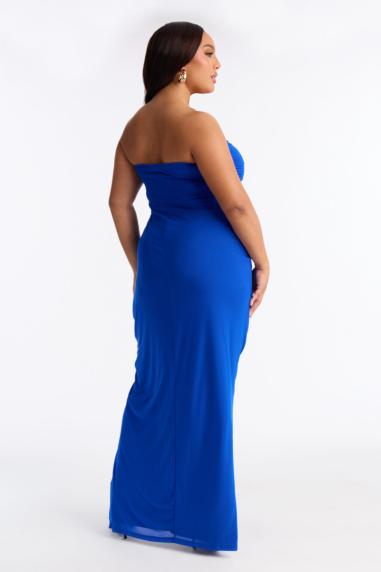 Just Dance Ruched Mesh Gown - Royal