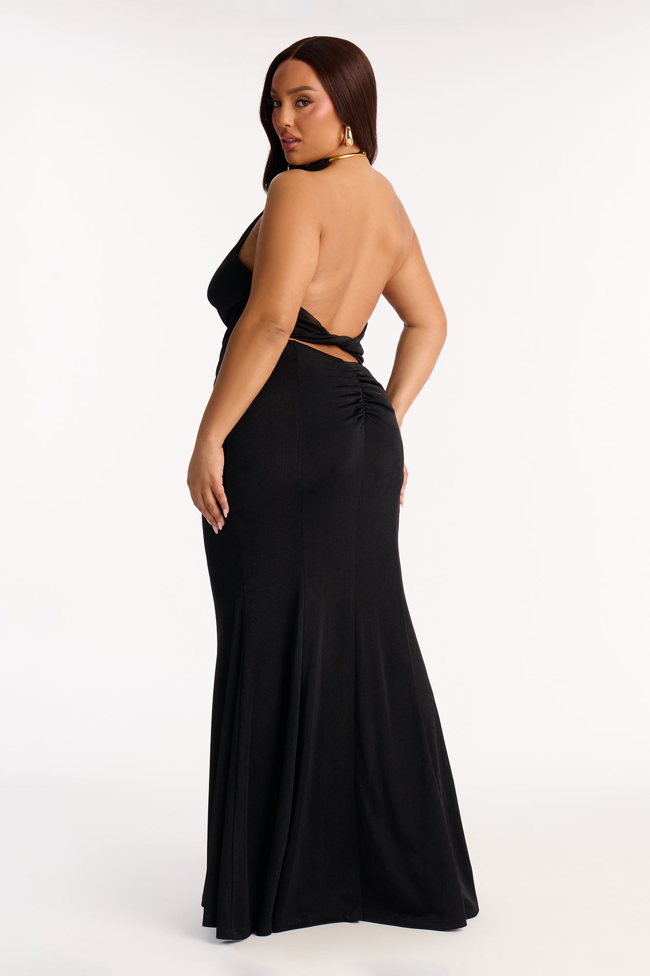 Rina Hardware Halter Maxi Skirt Set - Black