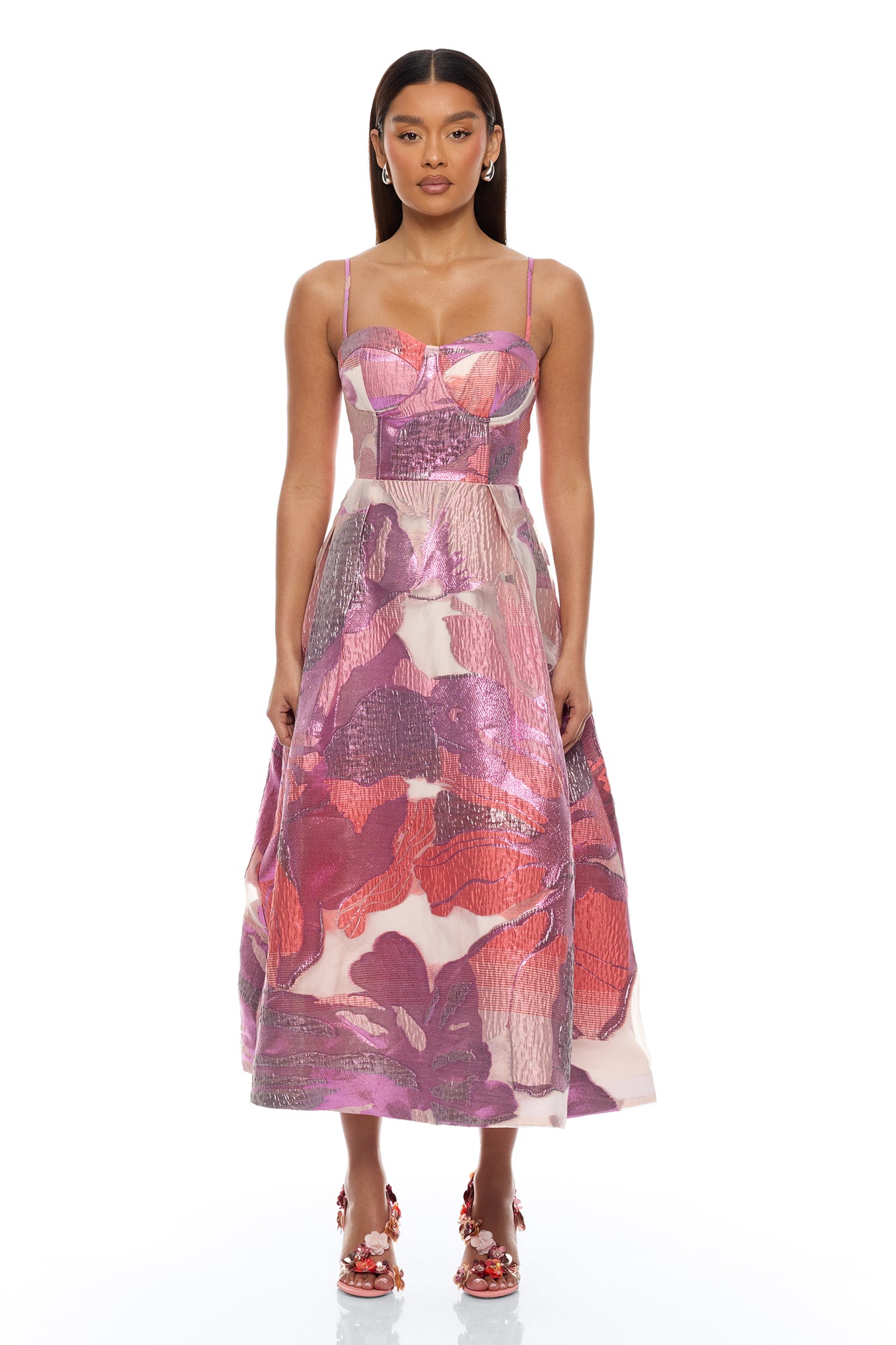 Soft Era Jacquard Midi Dress - Purple/combo