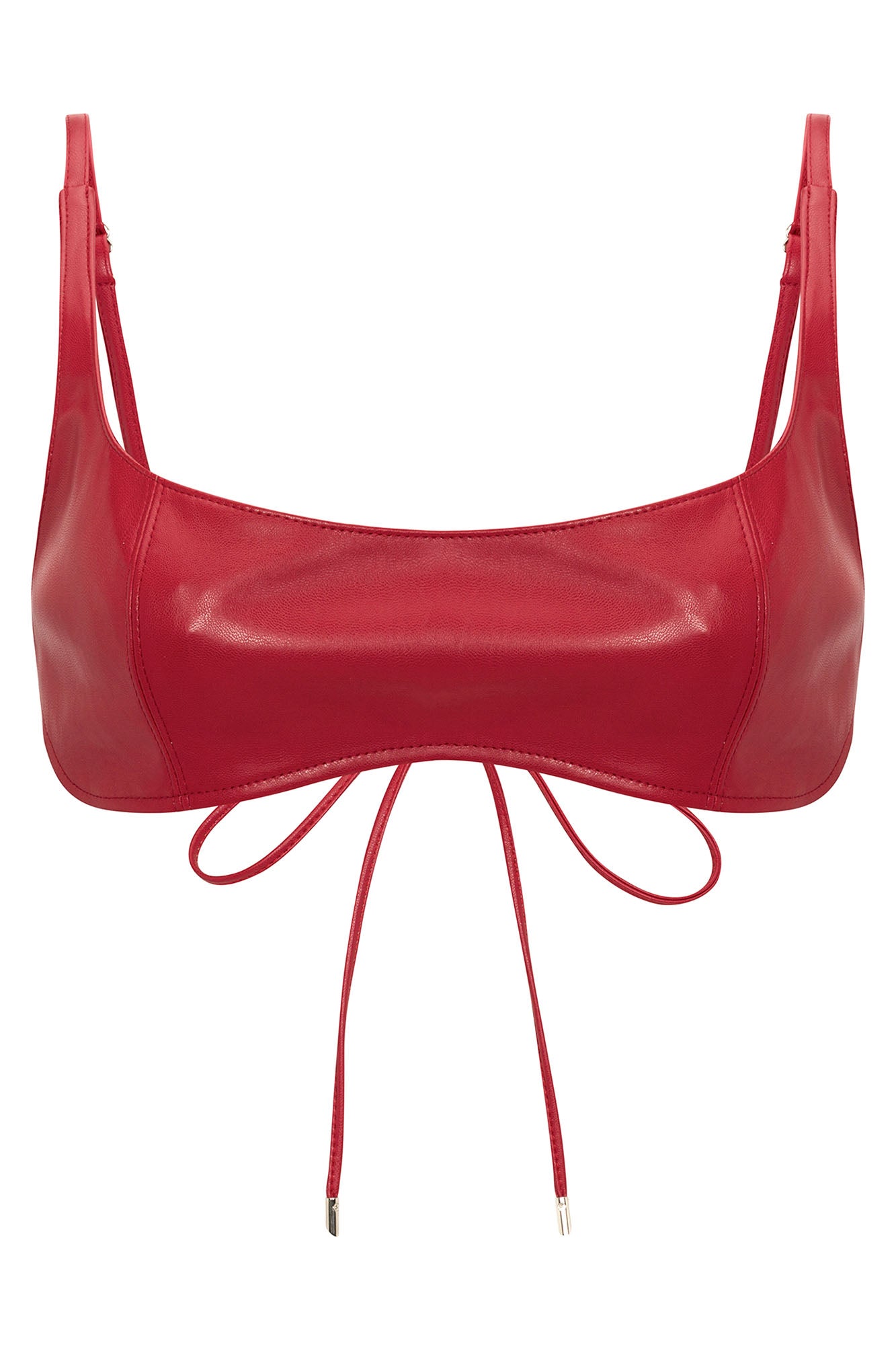 Lana Faux Leather Bra Top - Red