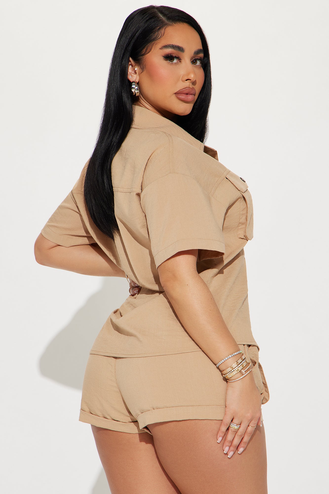 Chloe Cargo Short Set - Taupe
