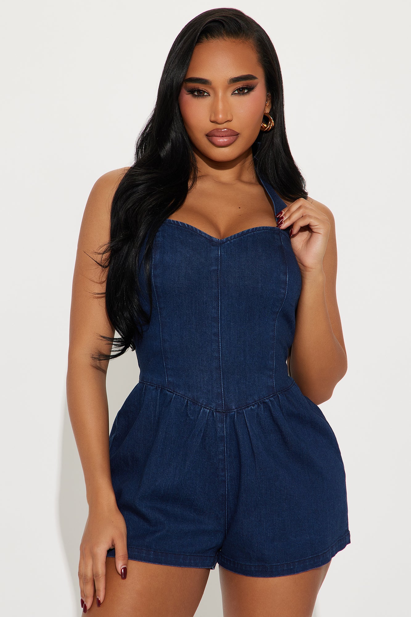 Forever Yours Denim Romper - Indigo