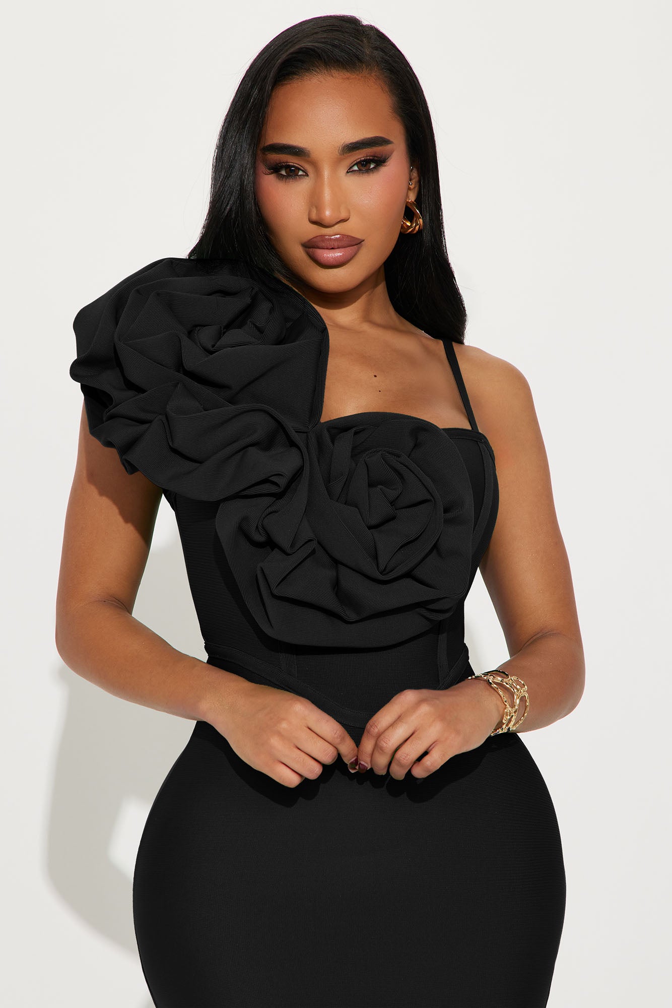 Mary Bandage Midi Dress - Black