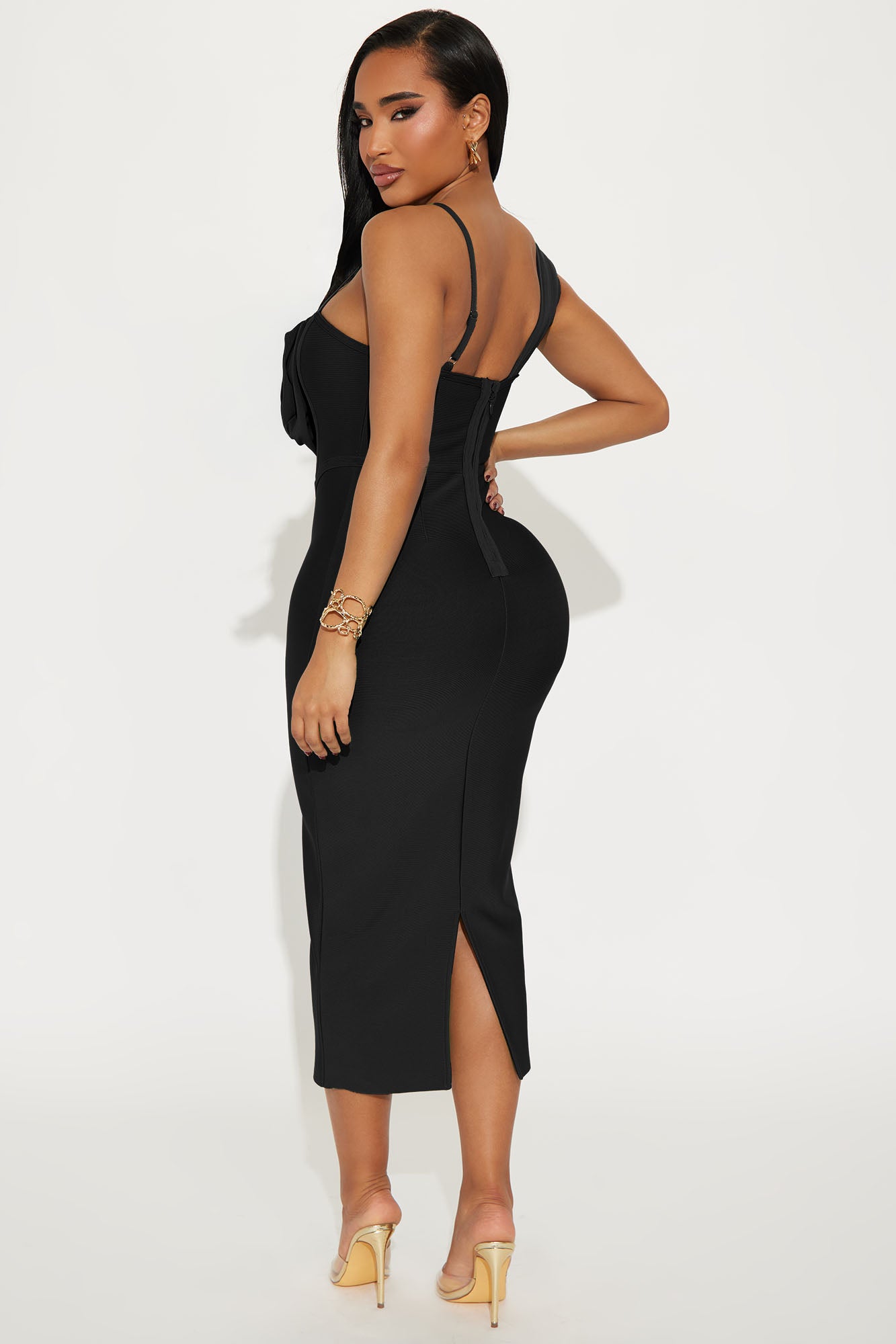 Mary Bandage Midi Dress - Black